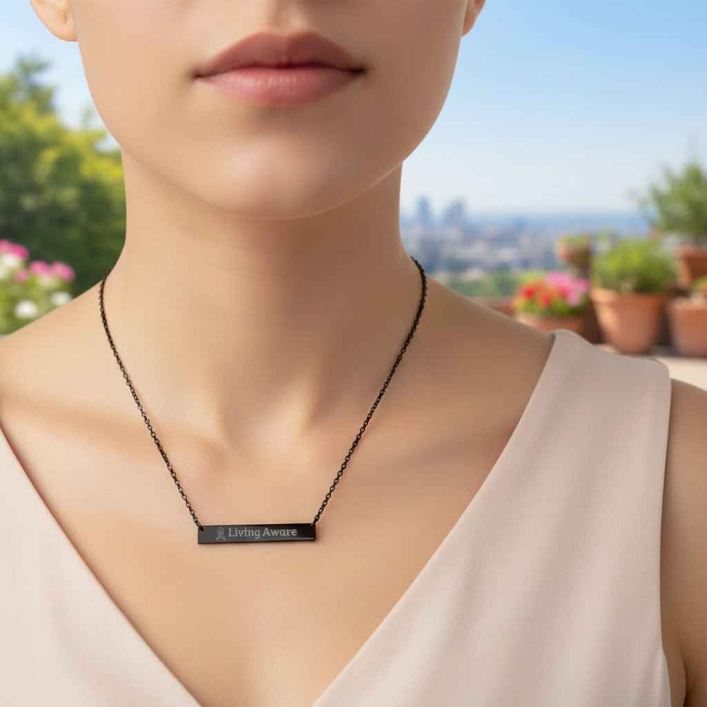Living Aware Bar Necklace – Minimalist Epilepsy Awareness Jewelry - Jewelry, Necklaces - EpiAl's Shop
