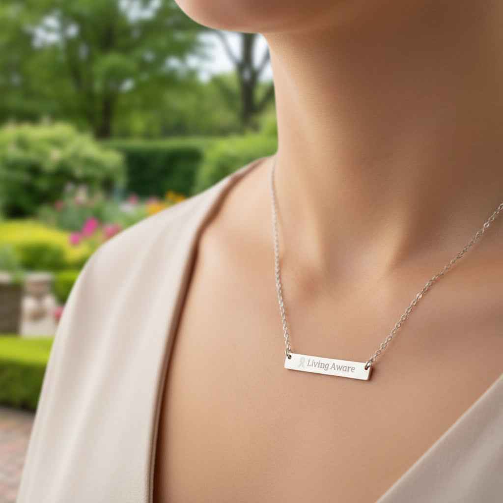 Living Aware Bar Necklace – Minimalist Epilepsy Awareness Jewelry - Jewelry, Necklaces - EpiAl's Shop