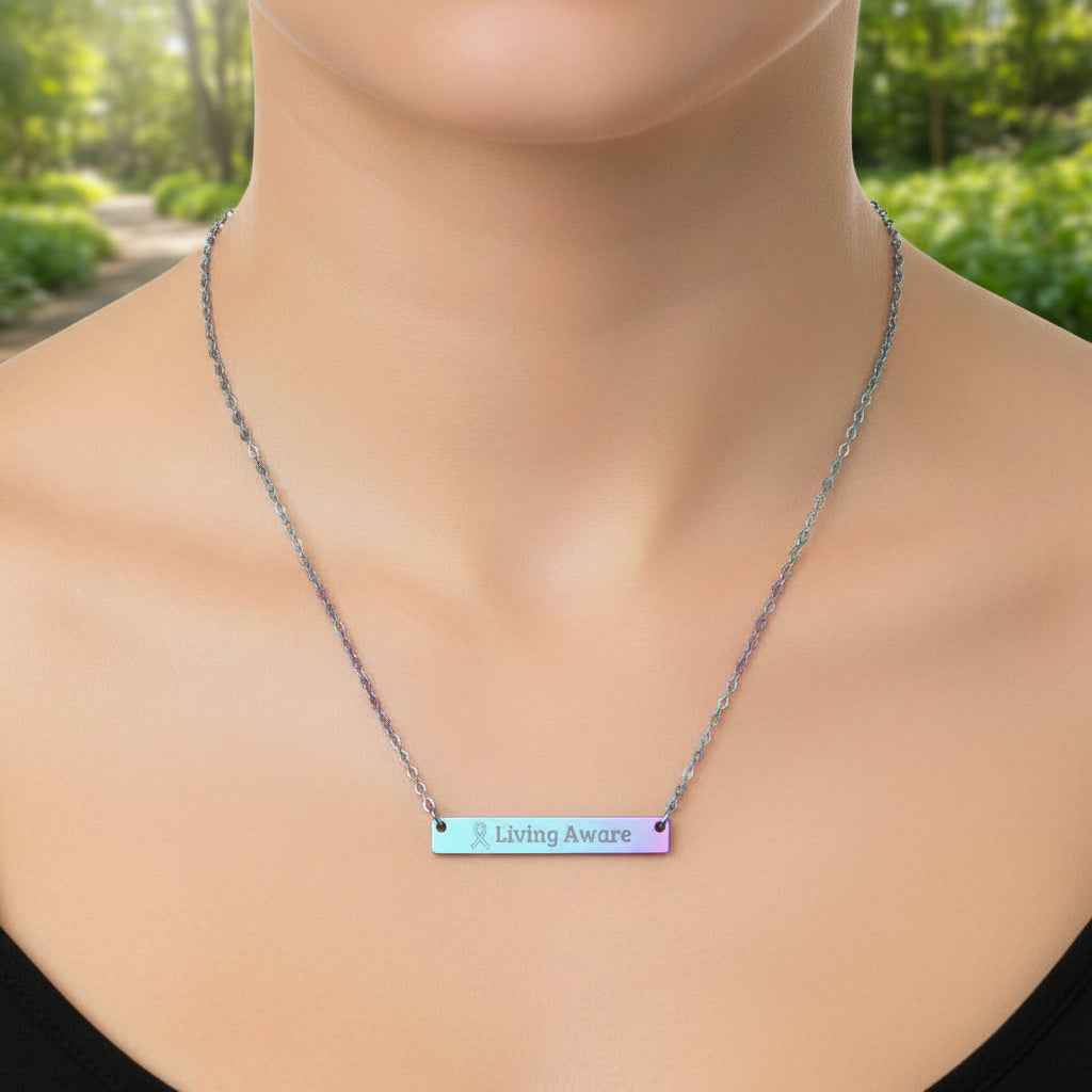 Living Aware Bar Necklace – Minimalist Epilepsy Awareness Jewelry - Jewelry, Necklaces - EpiAl's Shop