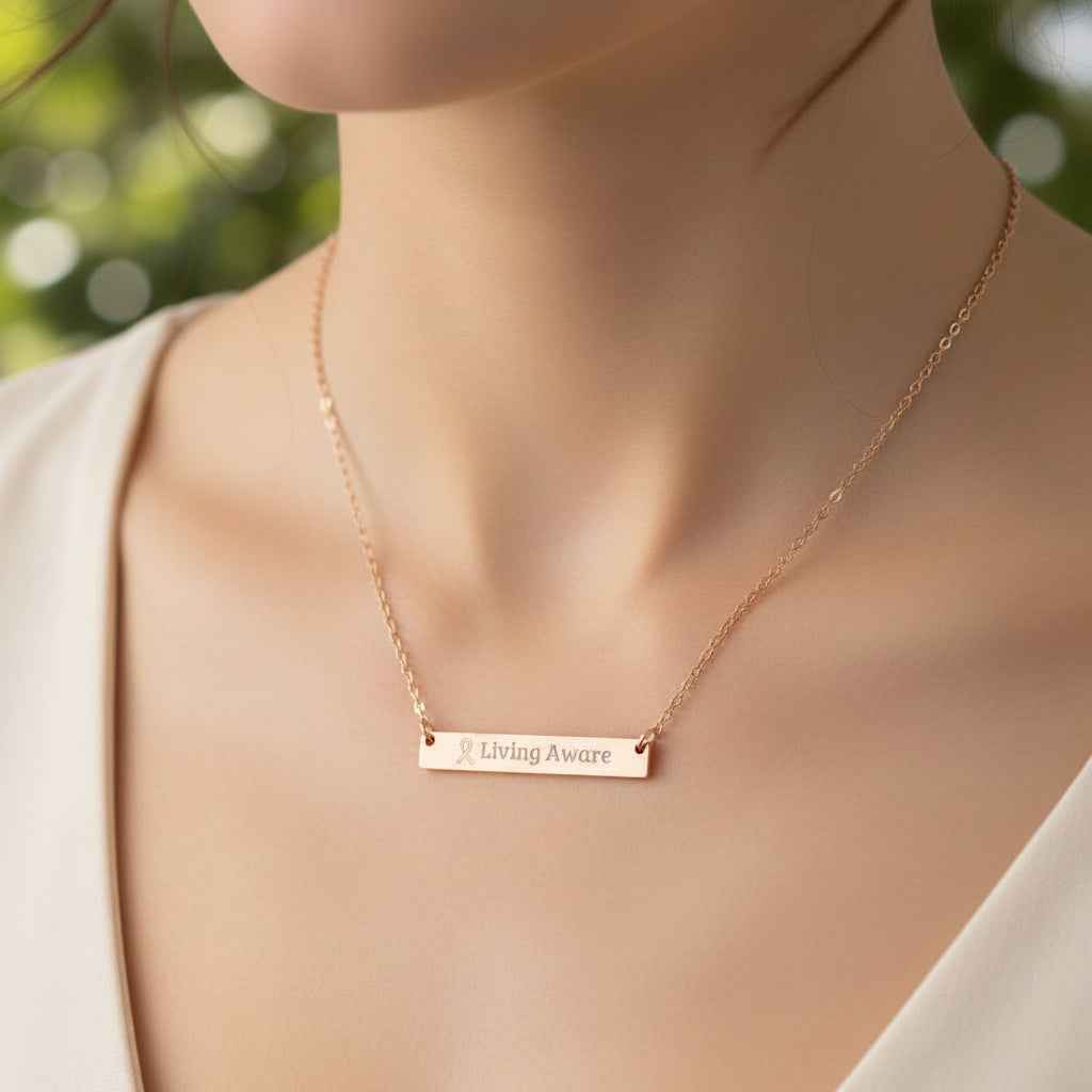 Living Aware Bar Necklace – Minimalist Epilepsy Awareness Jewelry - Jewelry, Necklaces - EpiAl's Shop