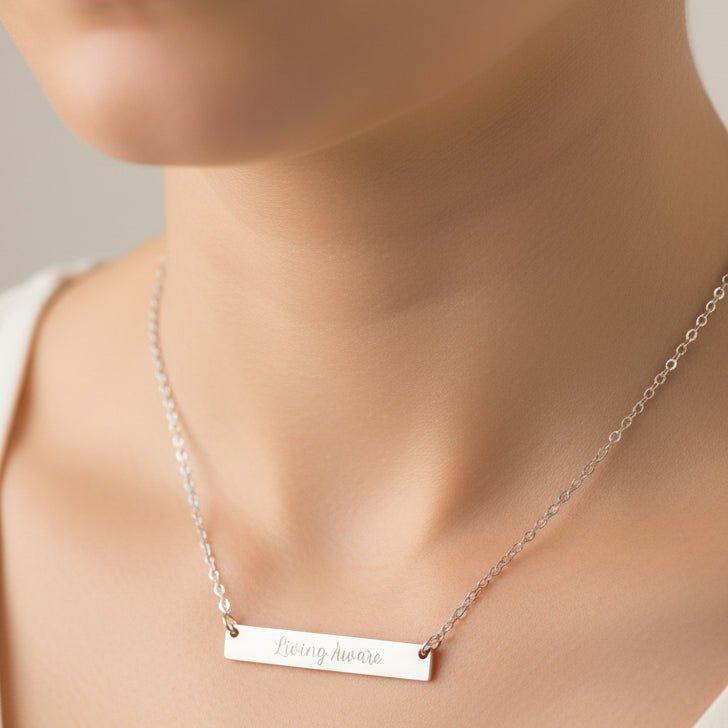 Living Aware — Engraved Bar Necklace - Jewelry, Necklaces - EpiAl's Shop