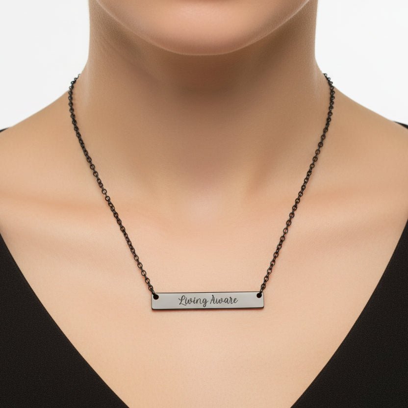 Living Aware — Engraved Bar Necklace - Jewelry, Necklaces - EpiAl's Shop