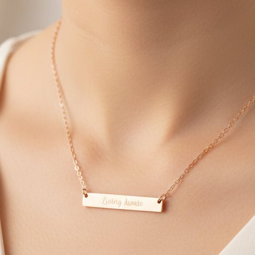 Living Aware — Engraved Bar Necklace - Jewelry, Necklaces - EpiAl's Shop