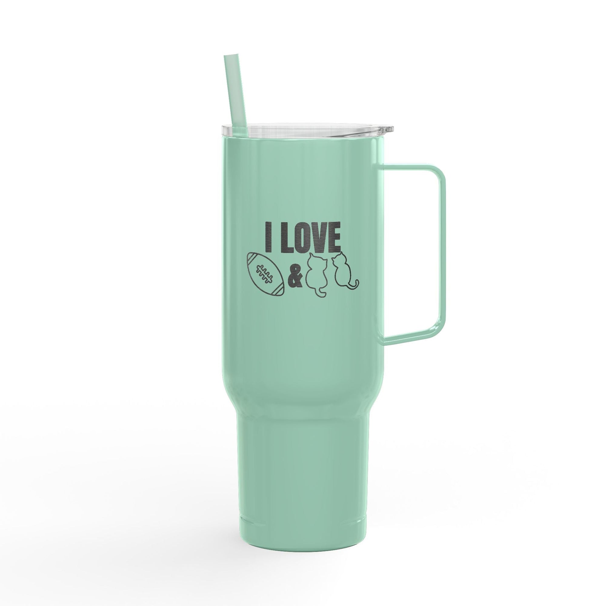 Love Football & Cats Engraved Insulated Travel Tumbler - Drinkware, Travel Mugs - EpiAl's Shop