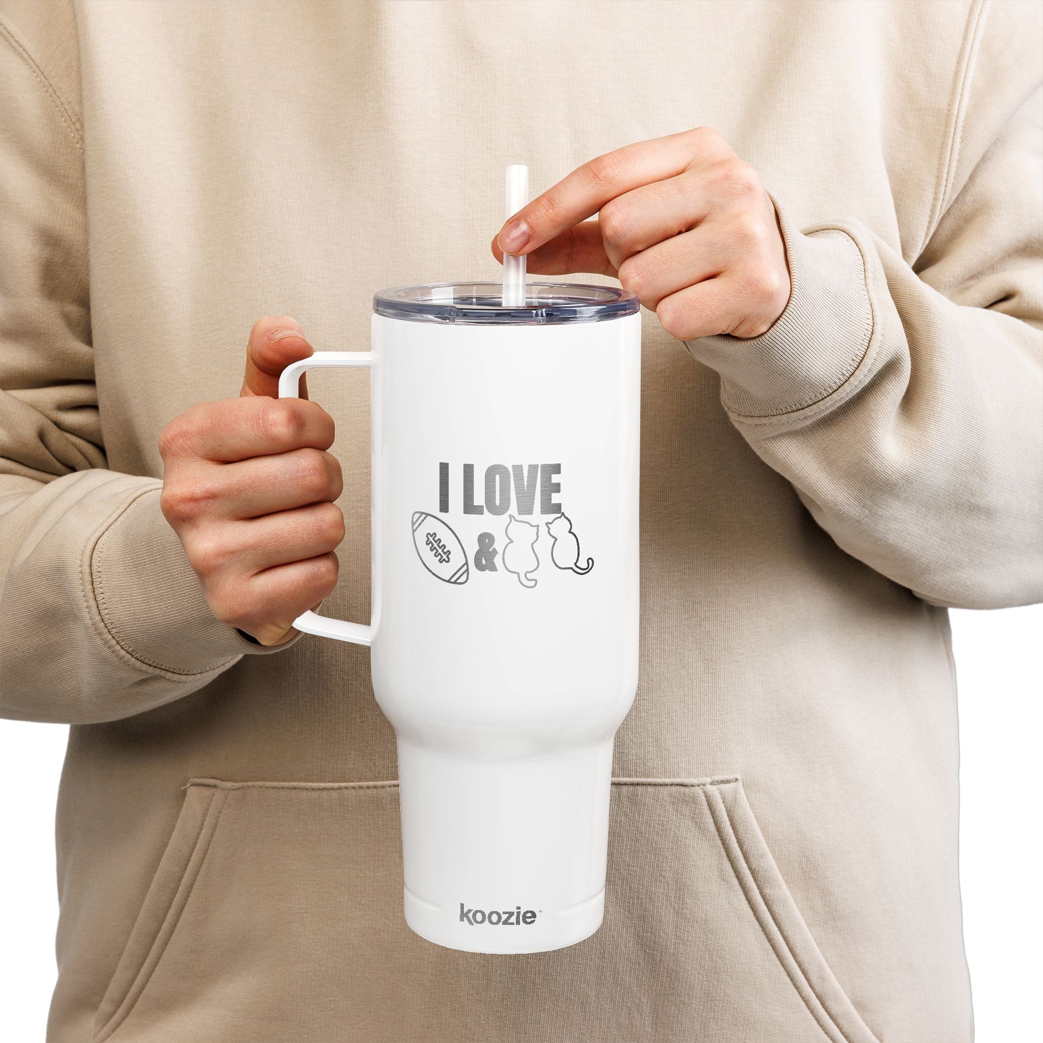 Love Football & Cats Engraved Insulated Travel Tumbler - Drinkware, Travel Mugs - EpiAl's Shop