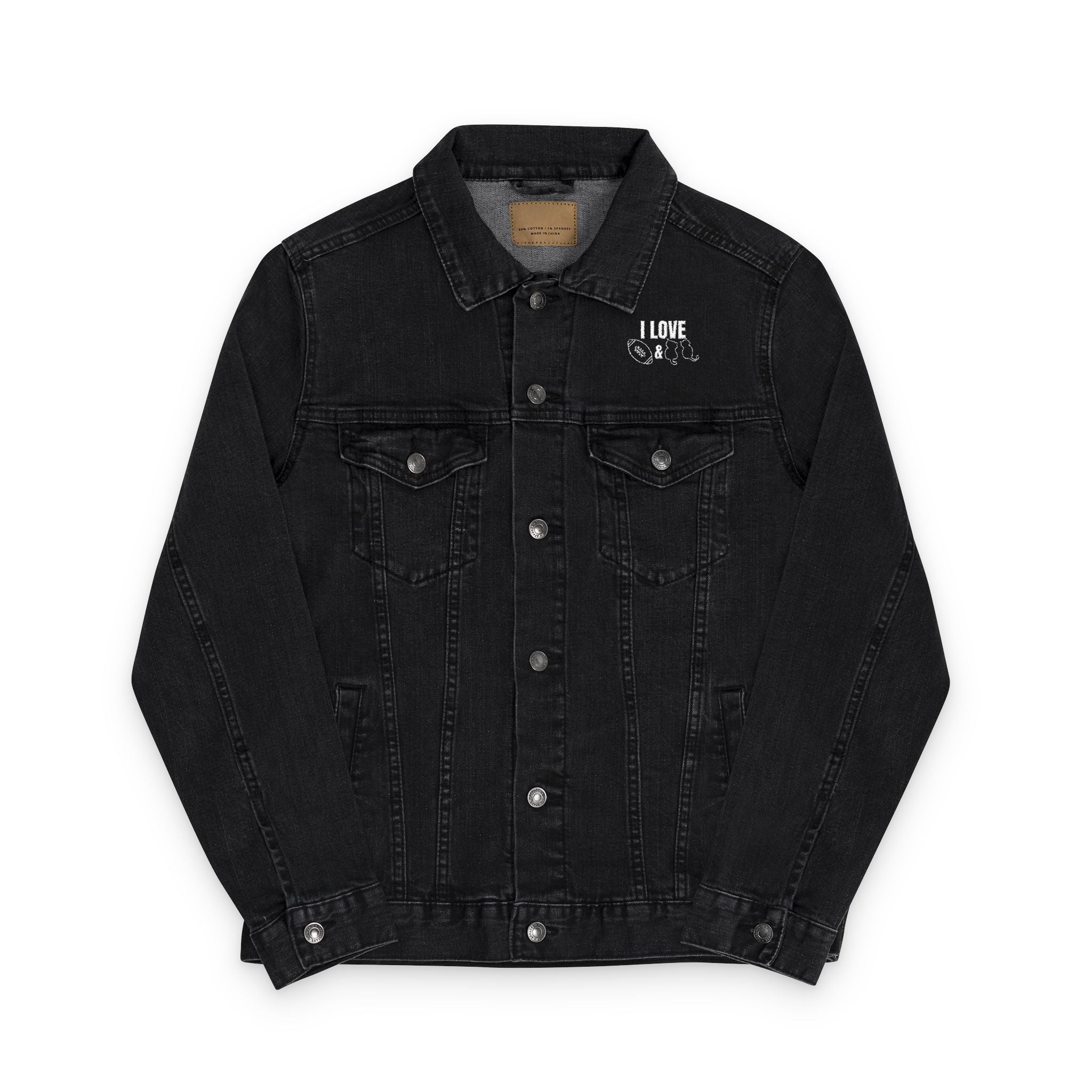 Love Football & Cats Unisex Denim Jacket - Clothing, Coats & Jackets - EpiAl's Shop