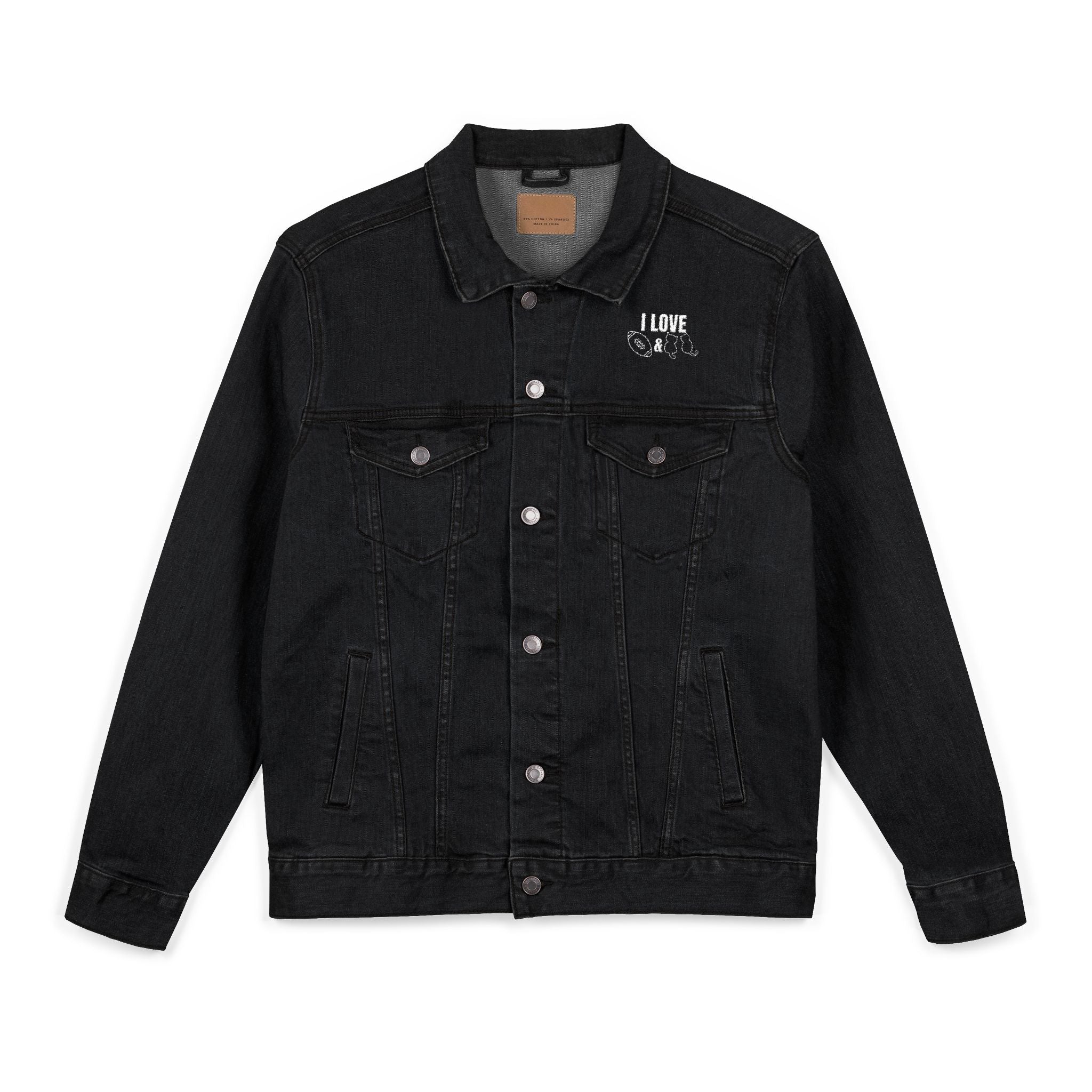 Love Football & Cats Unisex Denim Jacket - Clothing, Coats & Jackets - EpiAl's Shop