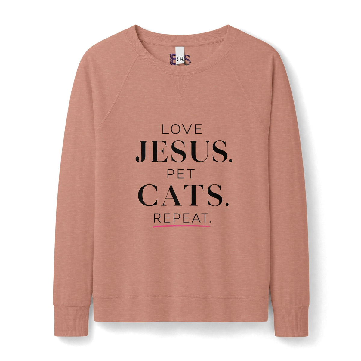 Love Jesus. Pet Cats. Repeat. Lightweight Crewneck Sweatshirt - Clothing, Unisex, T-Shirts, Long-Sleeved - EpiAl's Shop