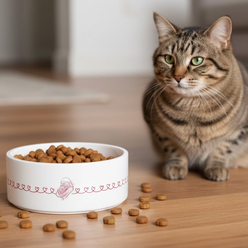 Love Line Ceramic Cat Bowl | Cat Love Design - Pet Supplies, Bowls - EpiAl's Shop