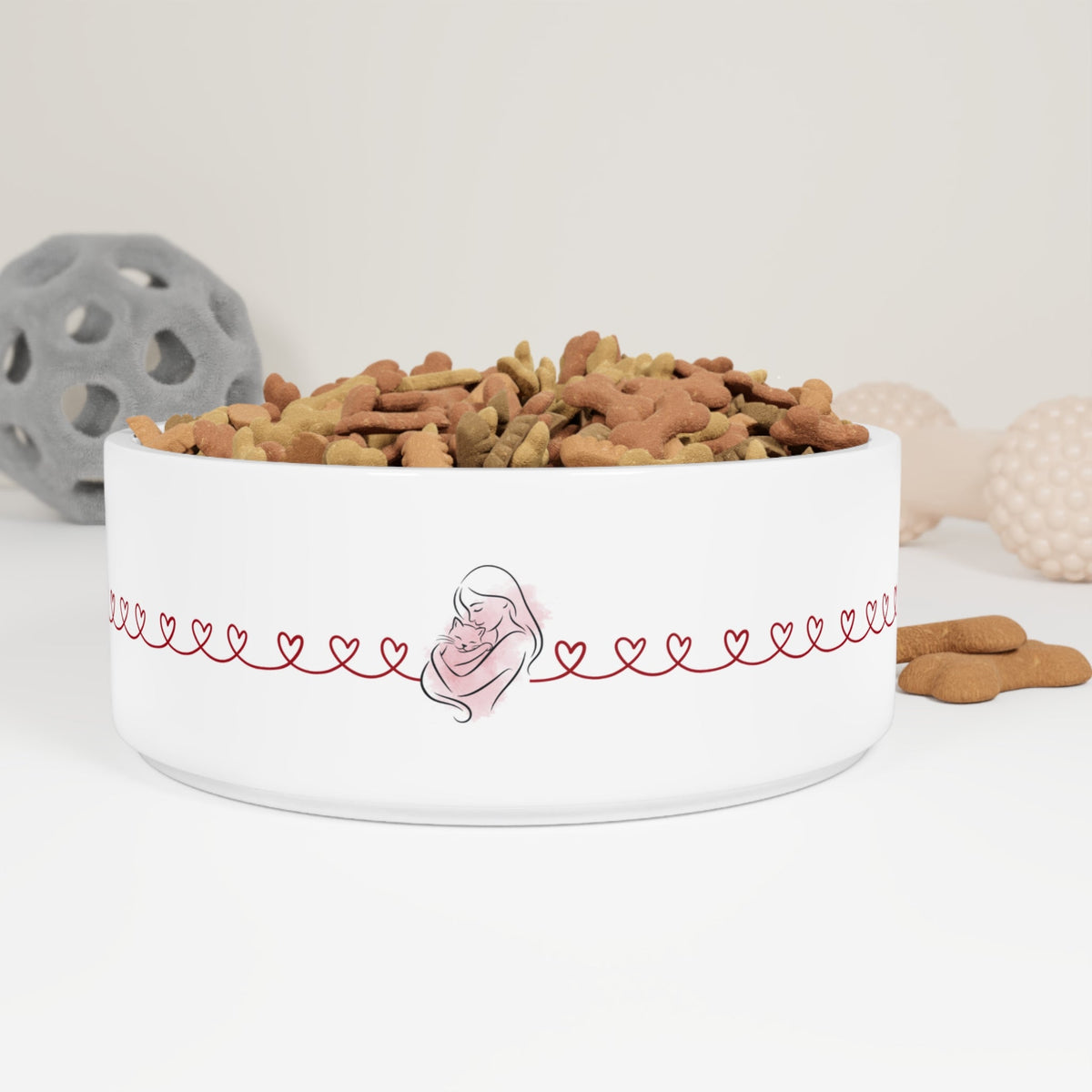 Love Line Ceramic Cat Bowl | Cat Love Design - Pet Supplies, Bowls - EpiAl's Shop