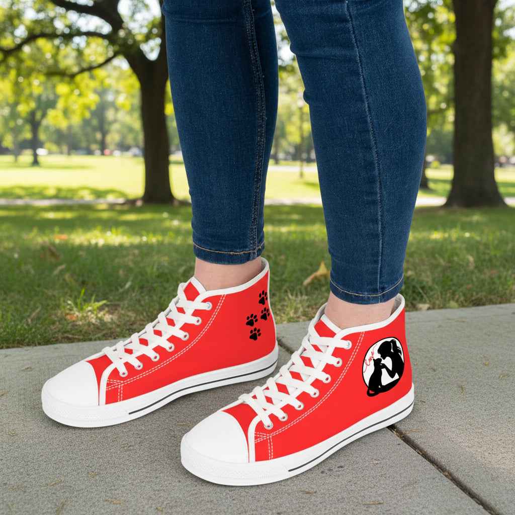 Love & Pawprints High-Top Sneakers – Cat Lover Statement Shoes - Shoes, Sneakers - EpiAl's Shop