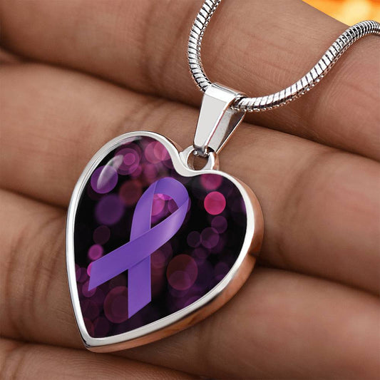 Love Purple Ribbon Necklace - Jewelry - Epileptic Al’s Shop
