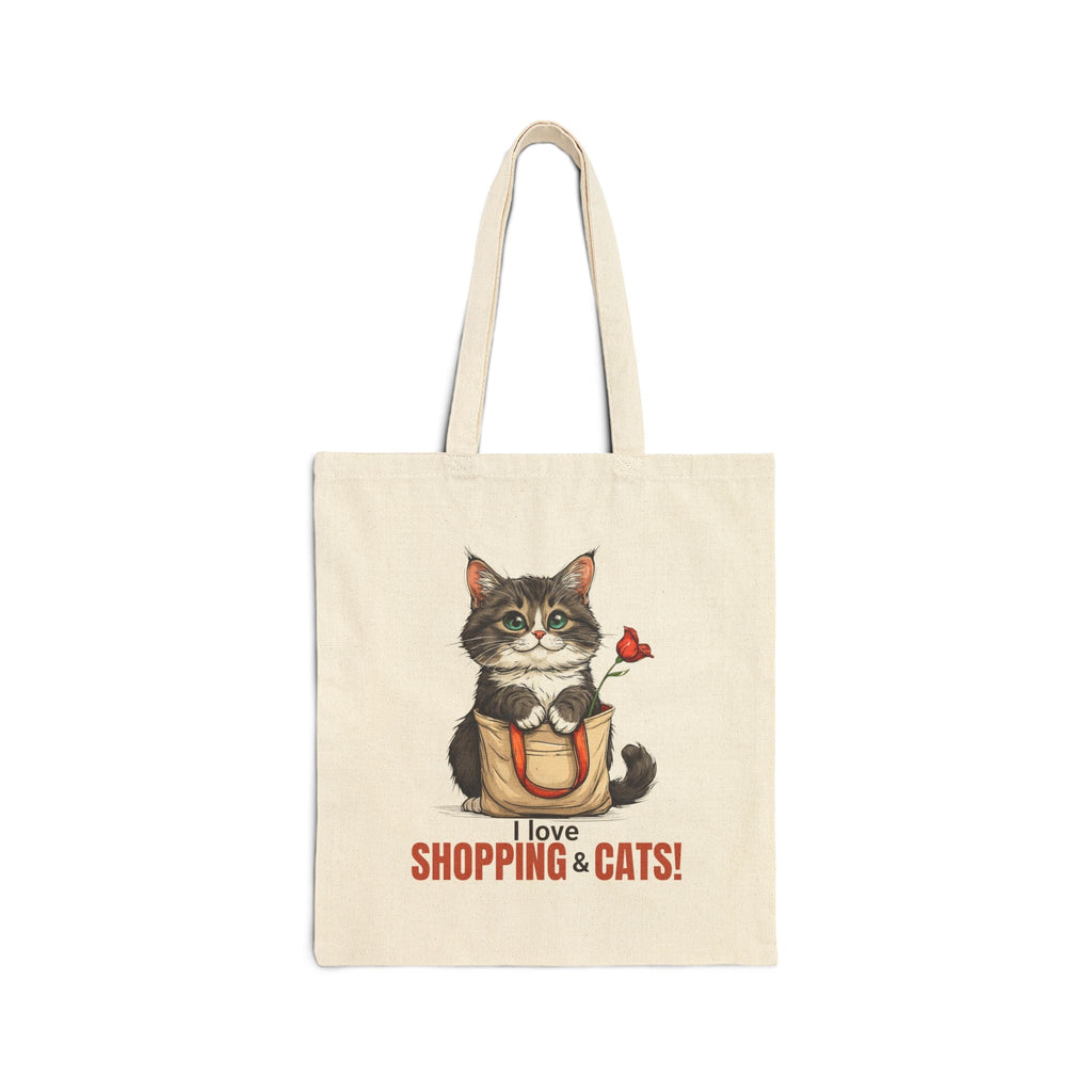 Love Shopping & Cats Tote Bag, Eco - Friendly Canvas - Bags, Tote - EpiAl's Shop