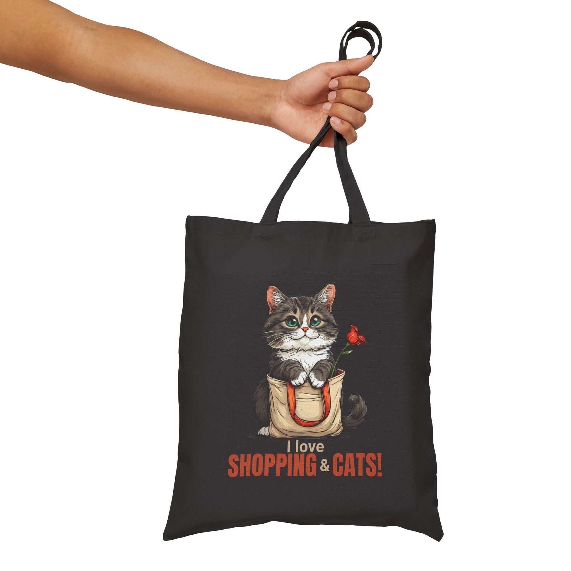 Love Shopping & Cats Tote Bag, Eco - Friendly Canvas - Bags, Tote - EpiAl's Shop