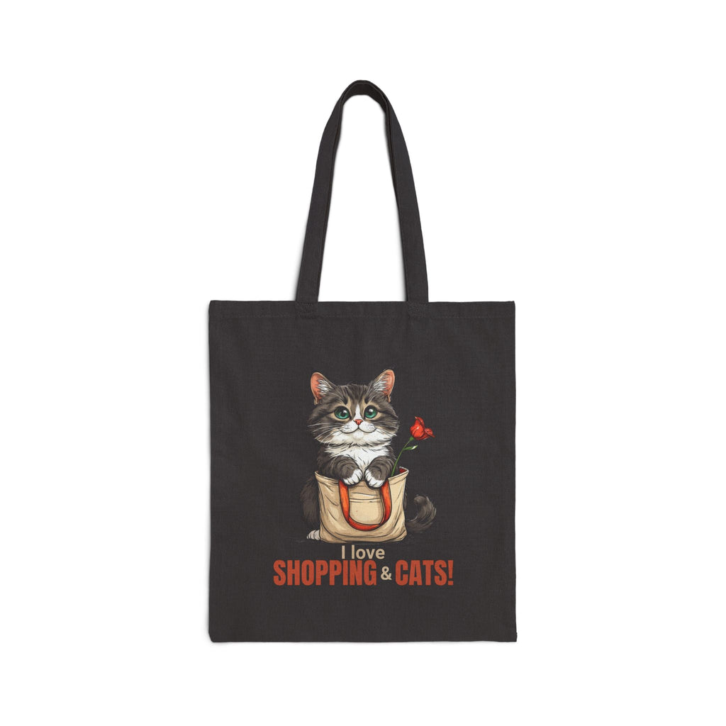 Love Shopping & Cats Tote Bag, Eco - Friendly Canvas - Bags, Tote - EpiAl's Shop