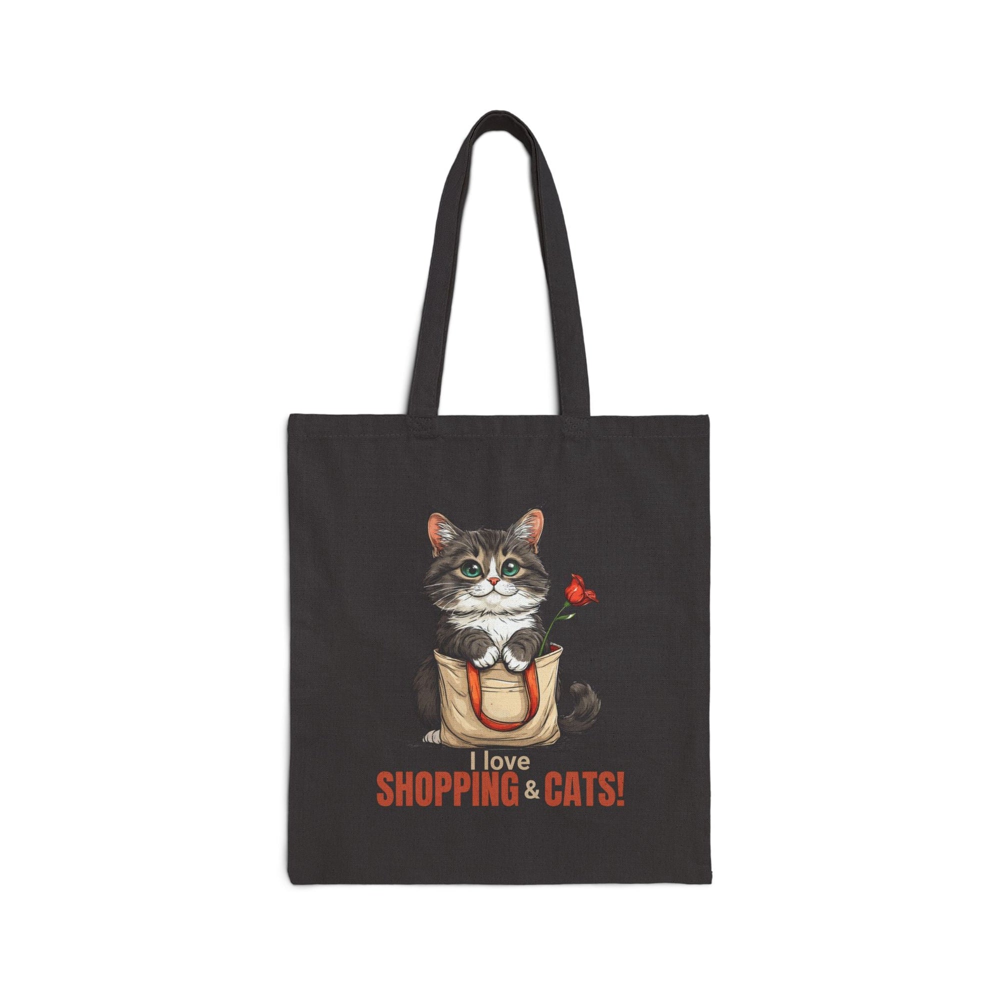 Love Shopping & Cats Tote Bag, Eco - Friendly Canvas - Bags, Tote - EpiAl's Shop