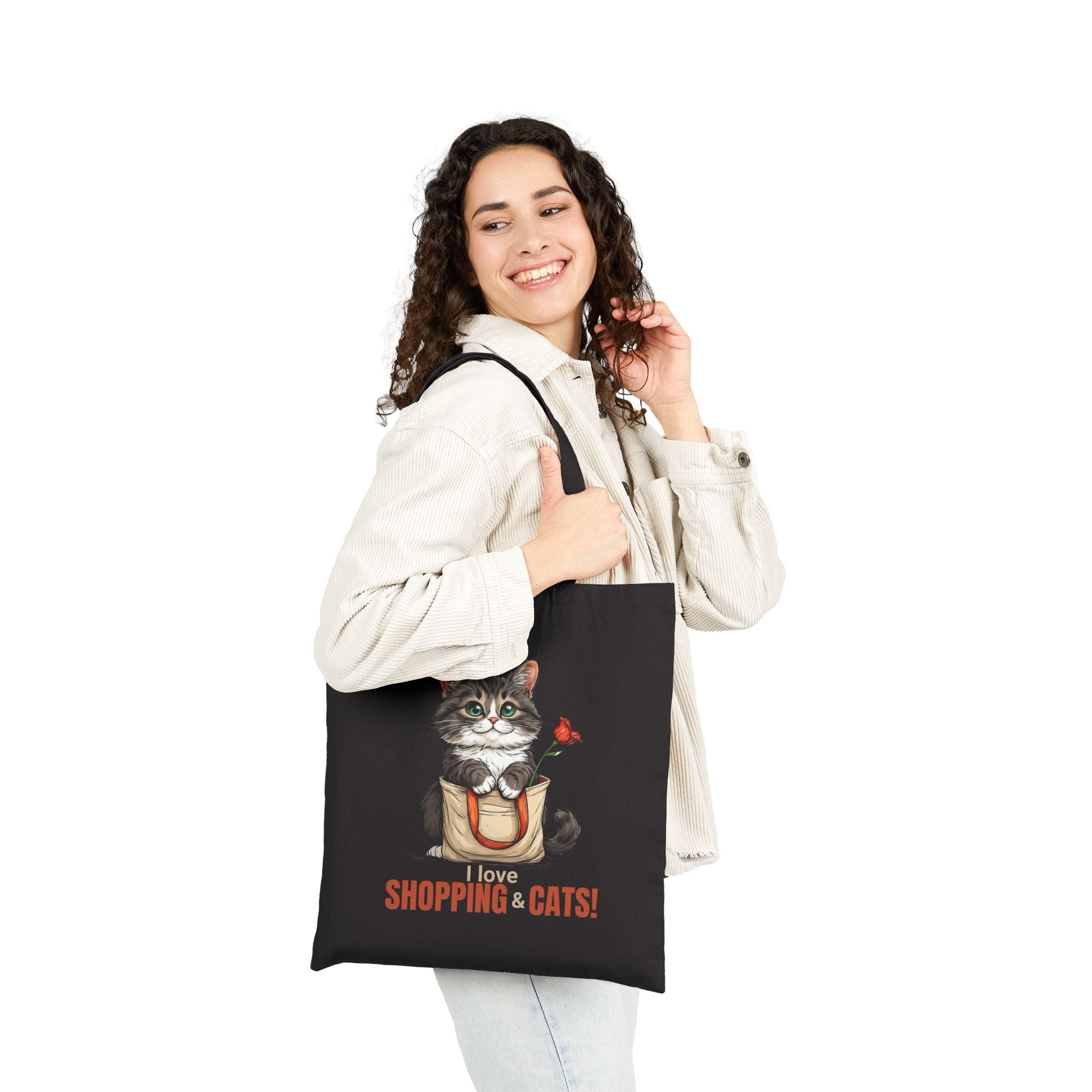 Love Shopping & Cats Tote Bag, Eco - Friendly Canvas - Bags, Tote - EpiAl's Shop