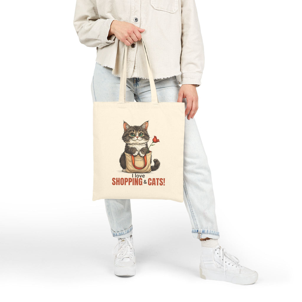 Love Shopping & Cats Tote Bag, Eco - Friendly Canvas - Bags, Tote - EpiAl's Shop