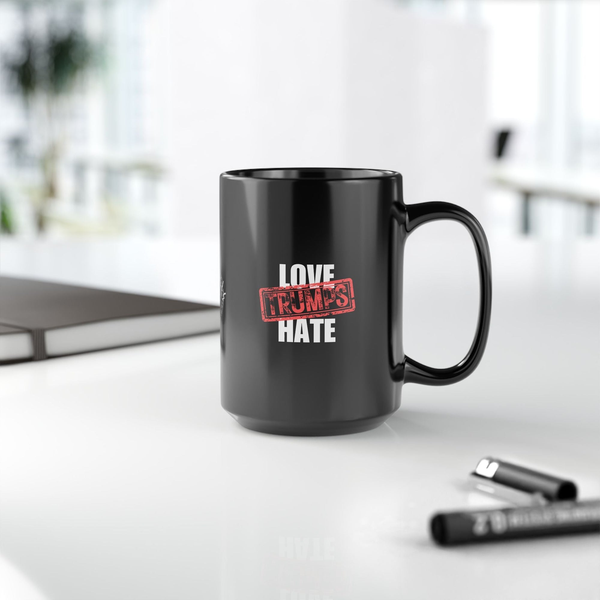 Love Trumps Hate Black Mug (11oz, 15oz) - Drinkware, Coffee Mugs - EpiAl's Shop