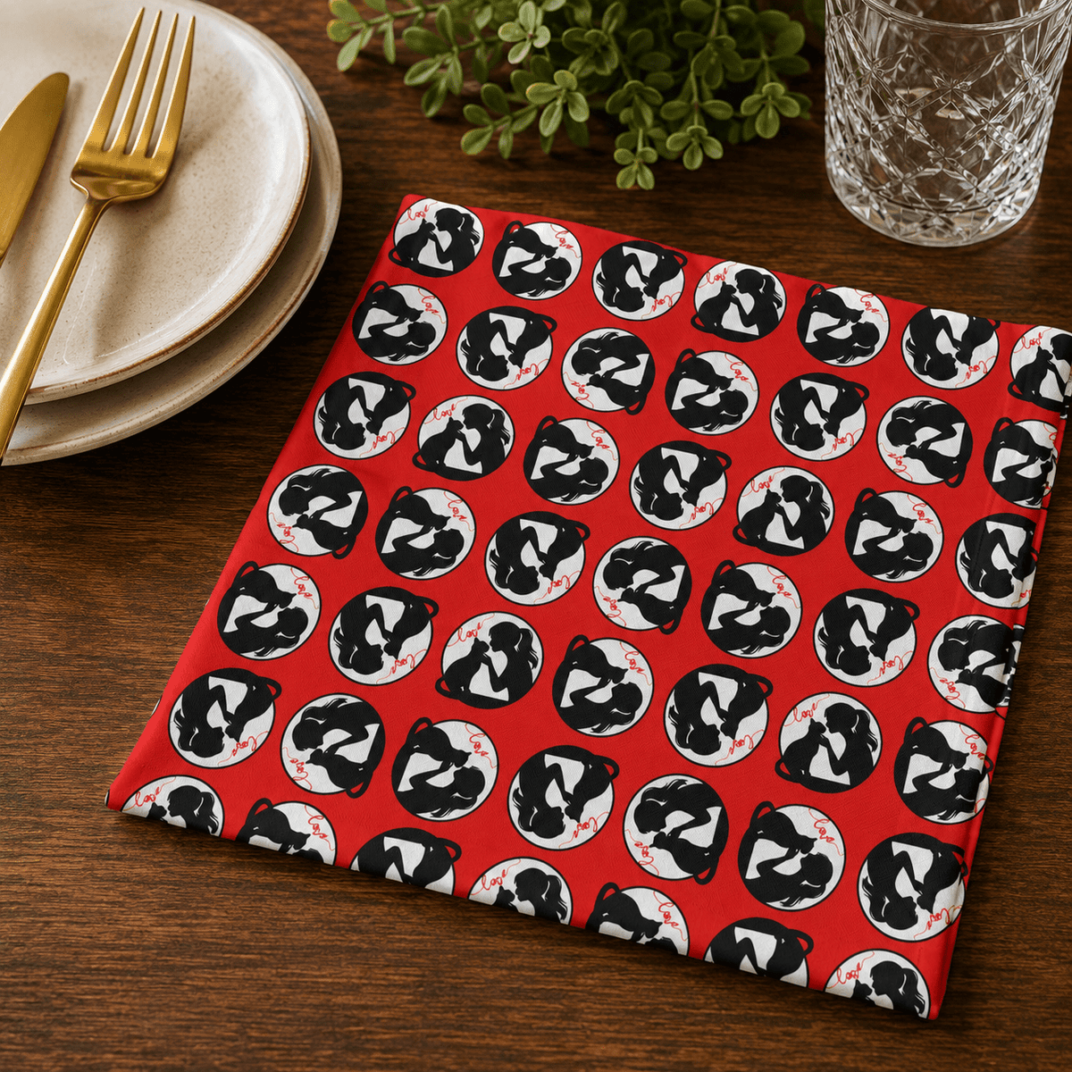 Love & Whiskers Cotton Twill Napkin | Cat Lover Table Linen - Dining, Napkins - EpiAl's Shop