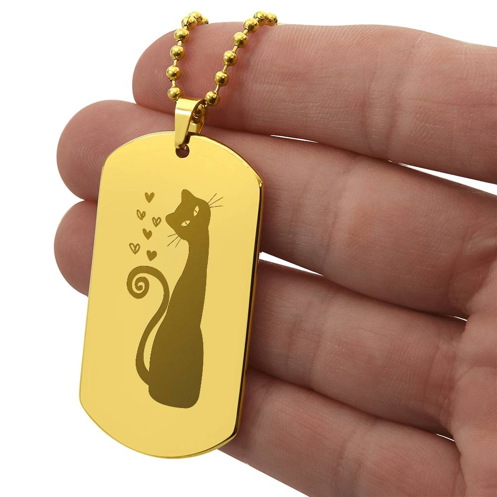 Loving Cat Engraved Dog Tag Necklace - Jewelry - Epileptic Al’s Shop