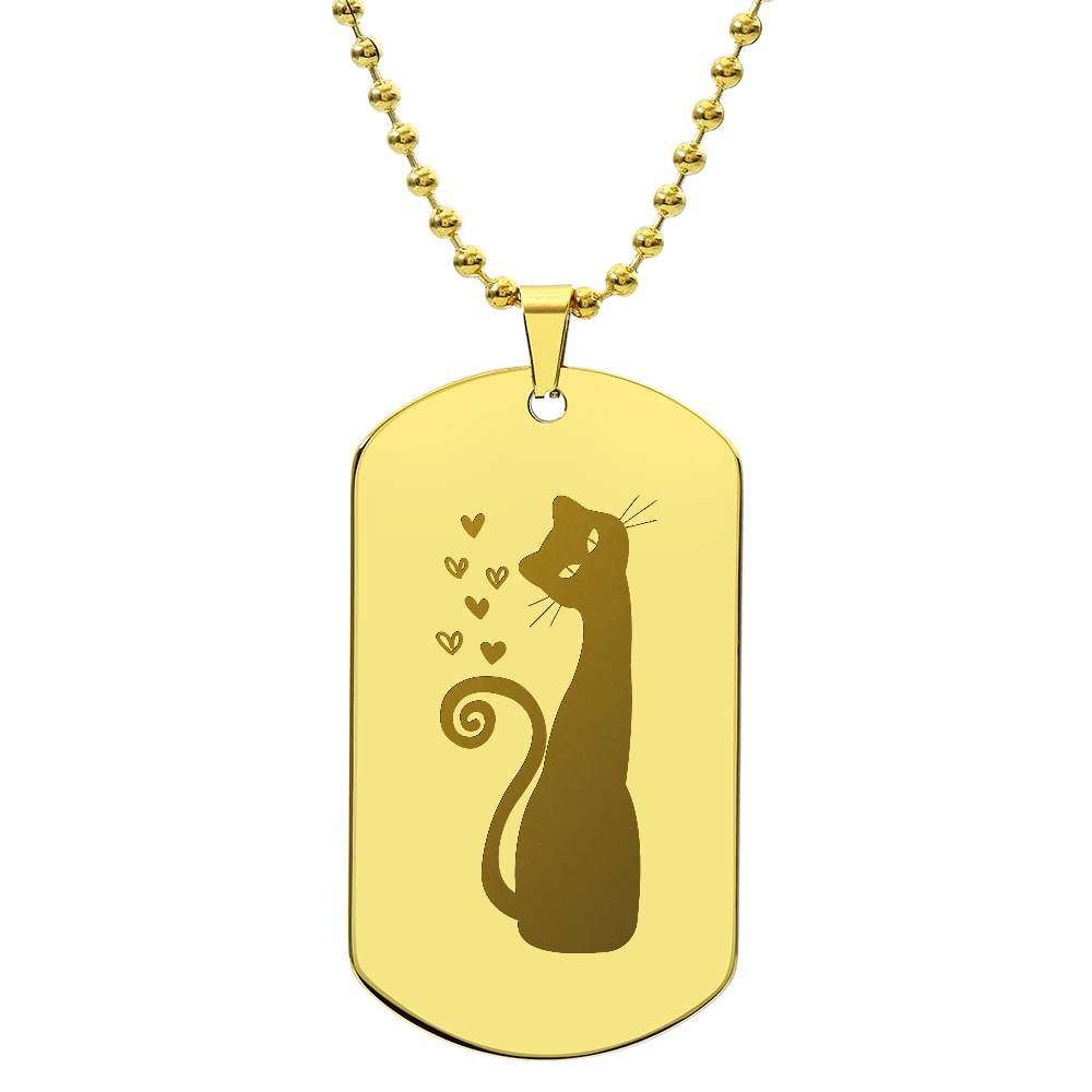 Loving Cat Engraved Dog Tag Necklace - Jewelry - Epileptic Al’s Shop