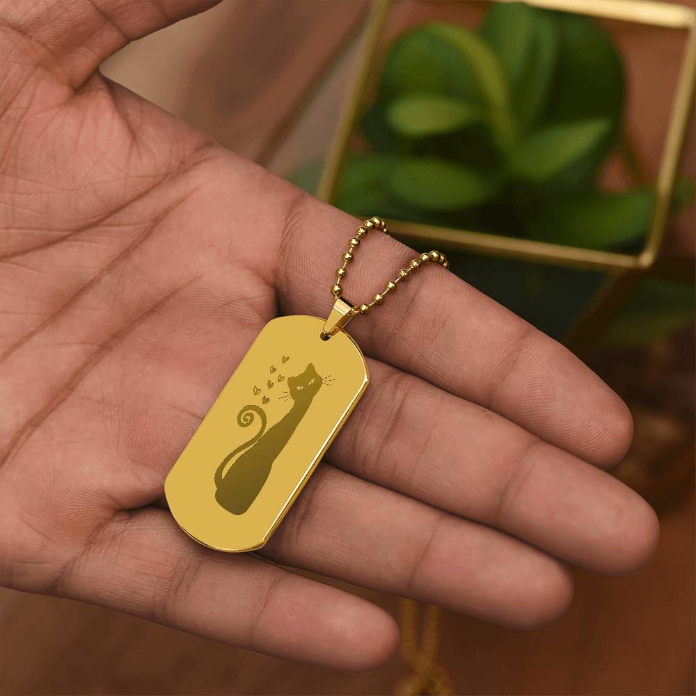 Loving Cat Engraved Dog Tag Necklace - Jewelry - Epileptic Al’s Shop