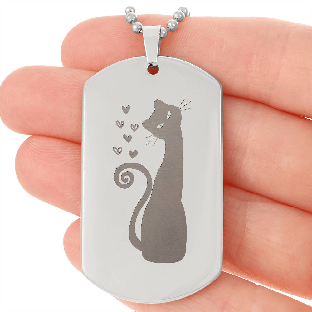 Loving Cat Engraved Dog Tag Necklace - Jewelry - Epileptic Al’s Shop