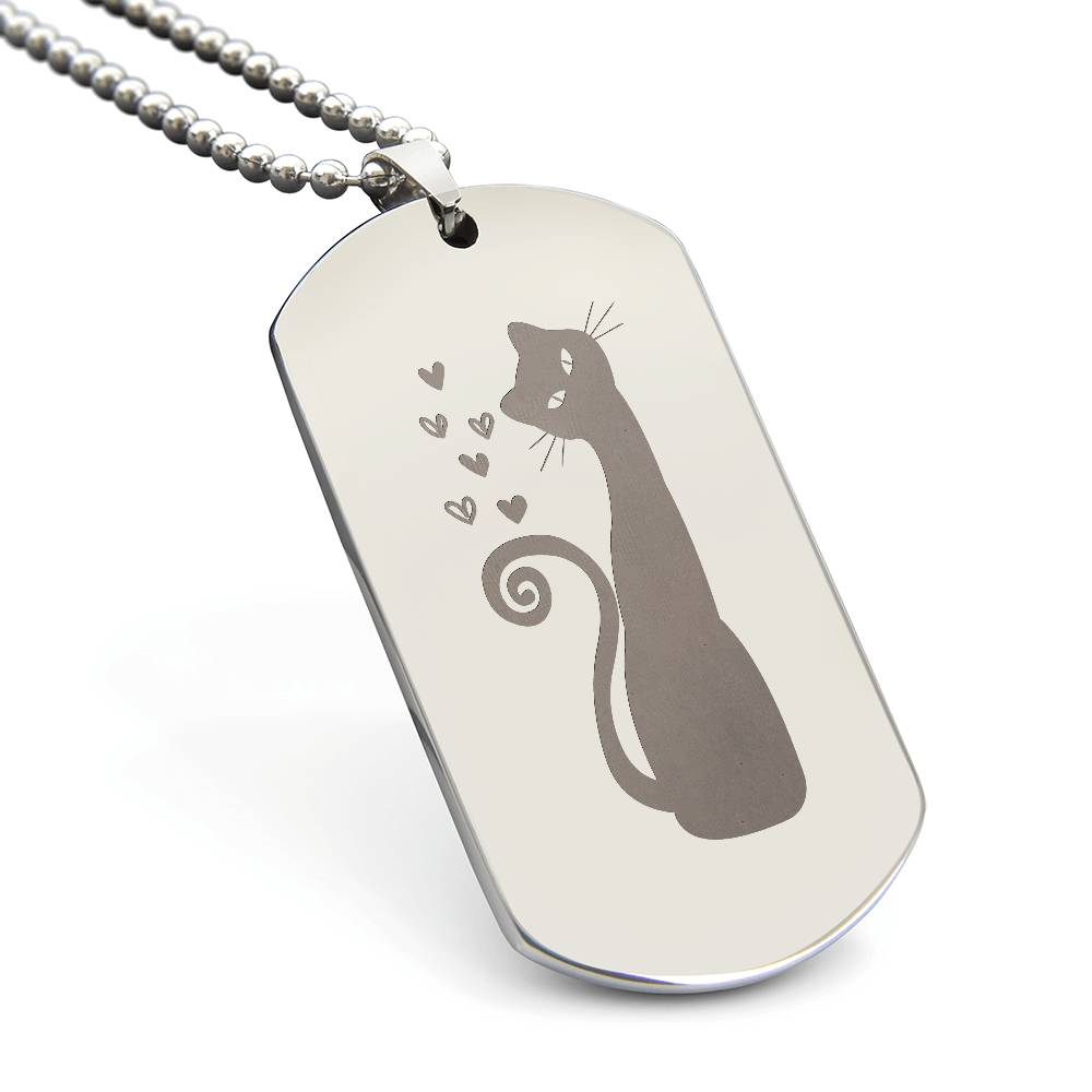 Loving Cat Engraved Dog Tag Necklace - Jewelry - Epileptic Al’s Shop