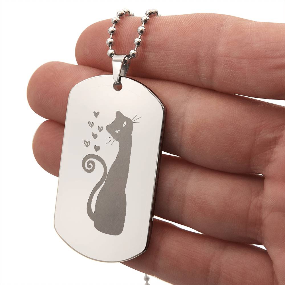 Loving Cat Engraved Dog Tag Necklace - Jewelry - Epileptic Al’s Shop