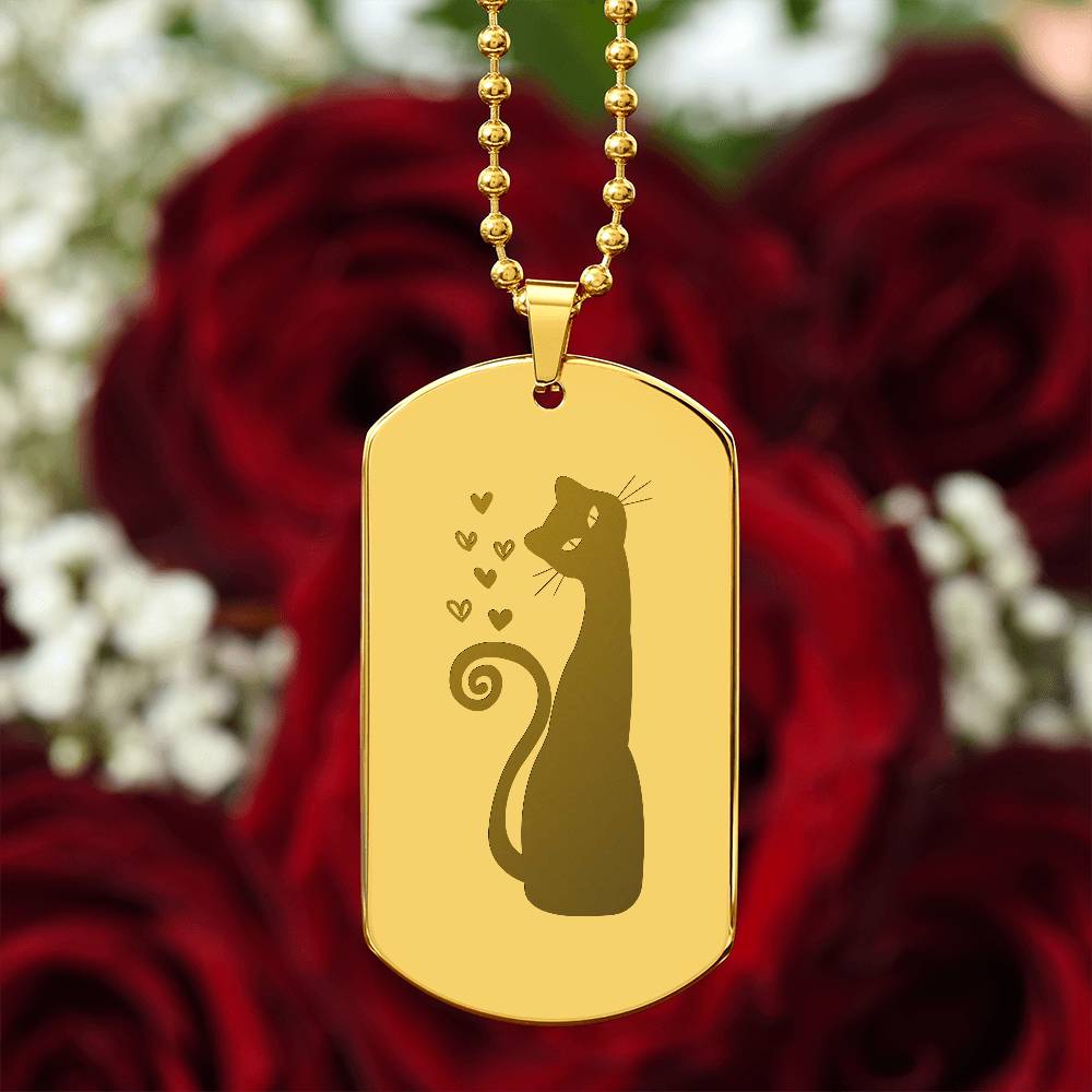 Loving Cat Engraved Dog Tag Necklace - Jewelry - Epileptic Al’s Shop