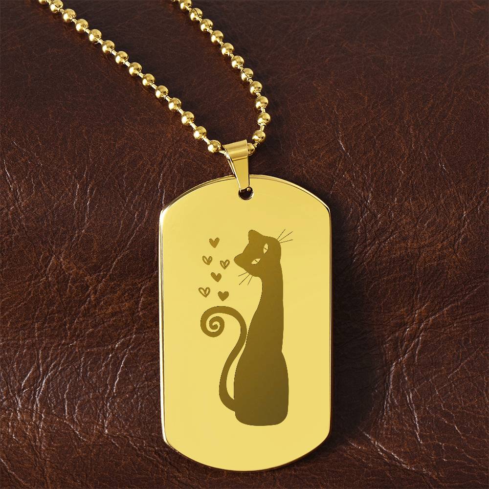 Loving Cat Engraved Dog Tag Necklace - Jewelry - Epileptic Al’s Shop