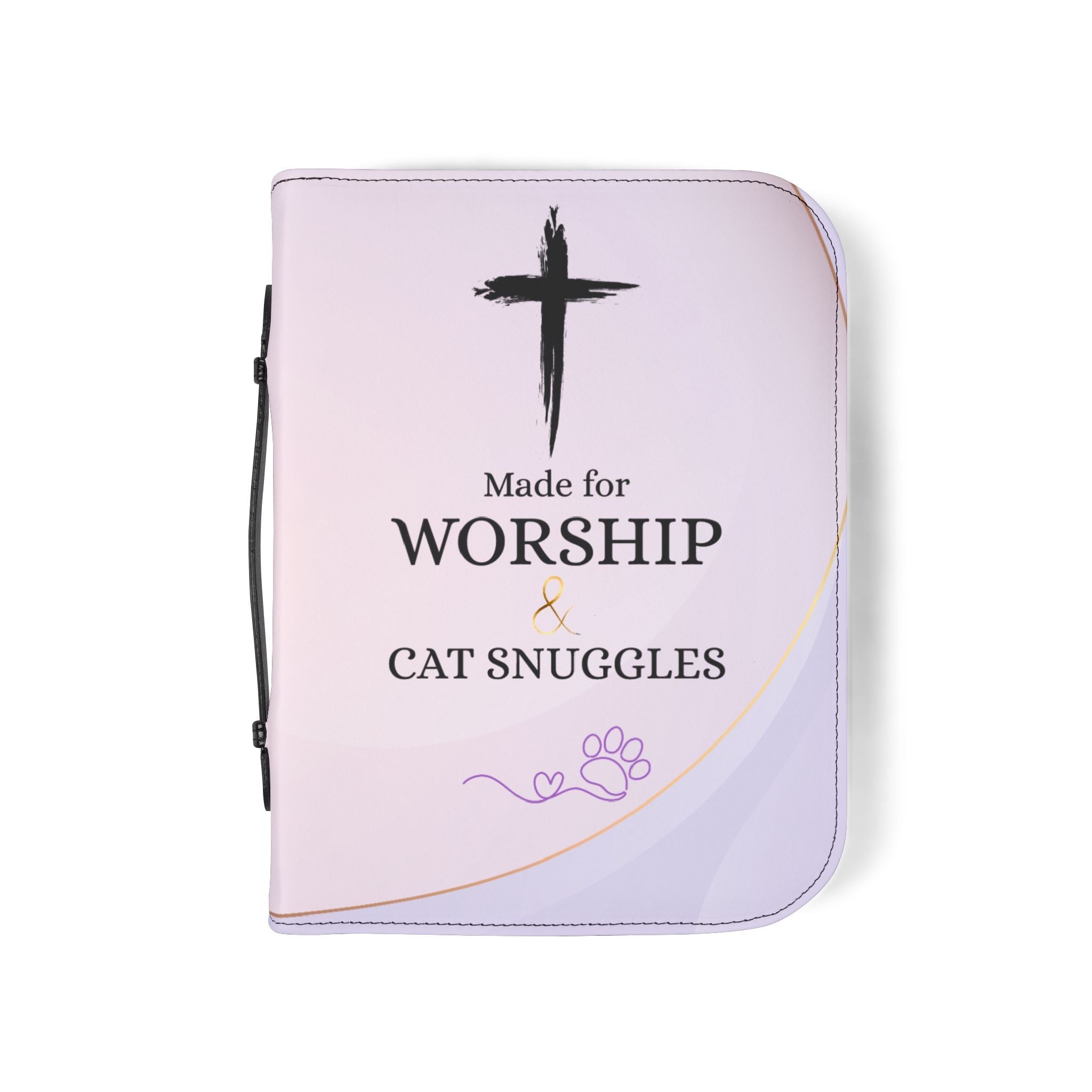 Made for Worship & Cat Snuggles Bible Cover | Christian Cat Lover Zippered Bible Case - Book Accessories, Covers - EpiAl's Shop