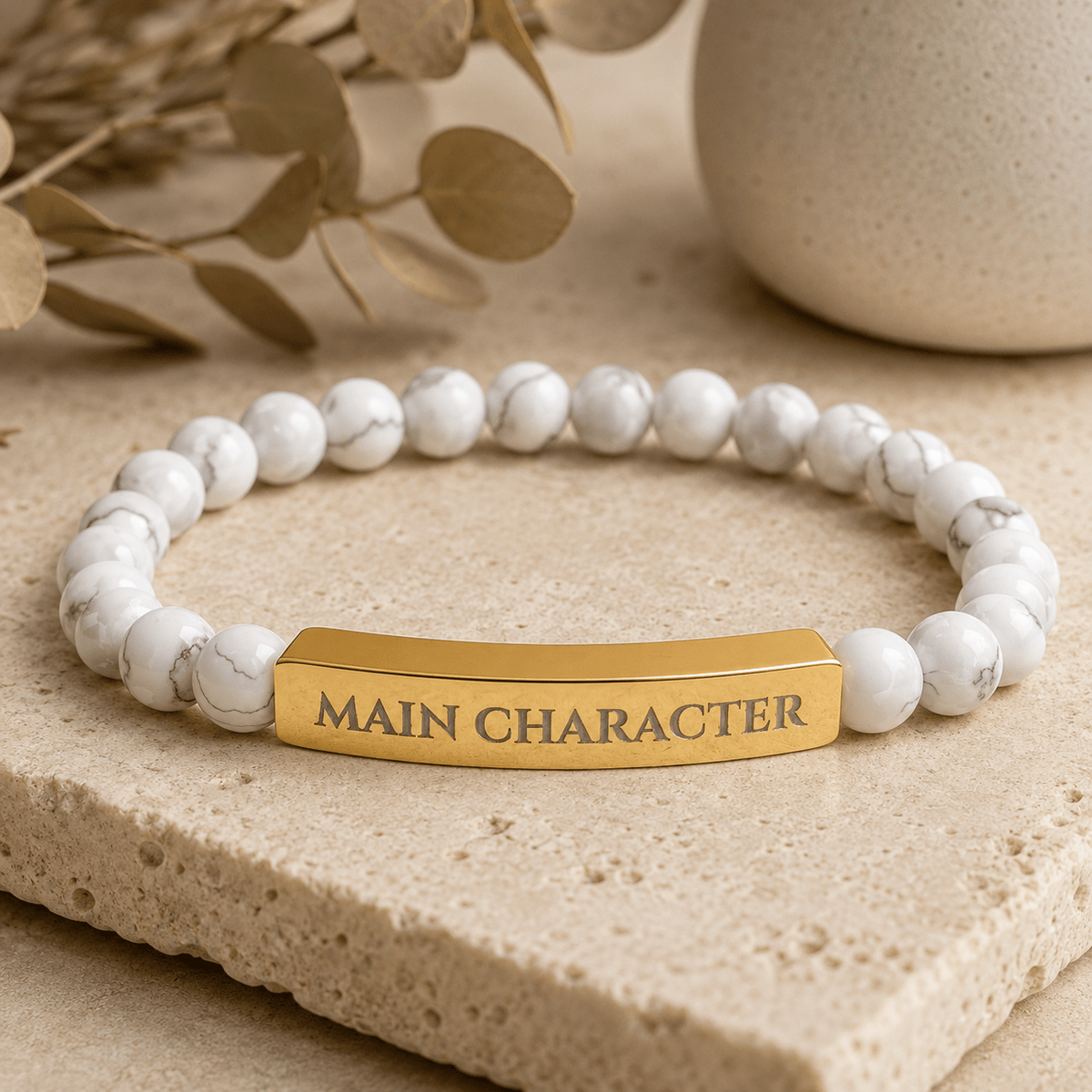 Main Character Natural Stone Engraved Bar Bracelet - Jewelry, Bracelets - EpiAl's Shop