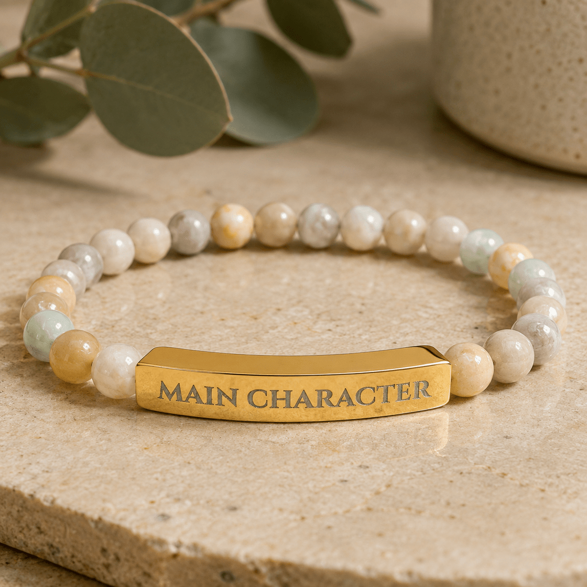 Main Character Natural Stone Engraved Bar Bracelet - Jewelry, Bracelets - EpiAl's Shop