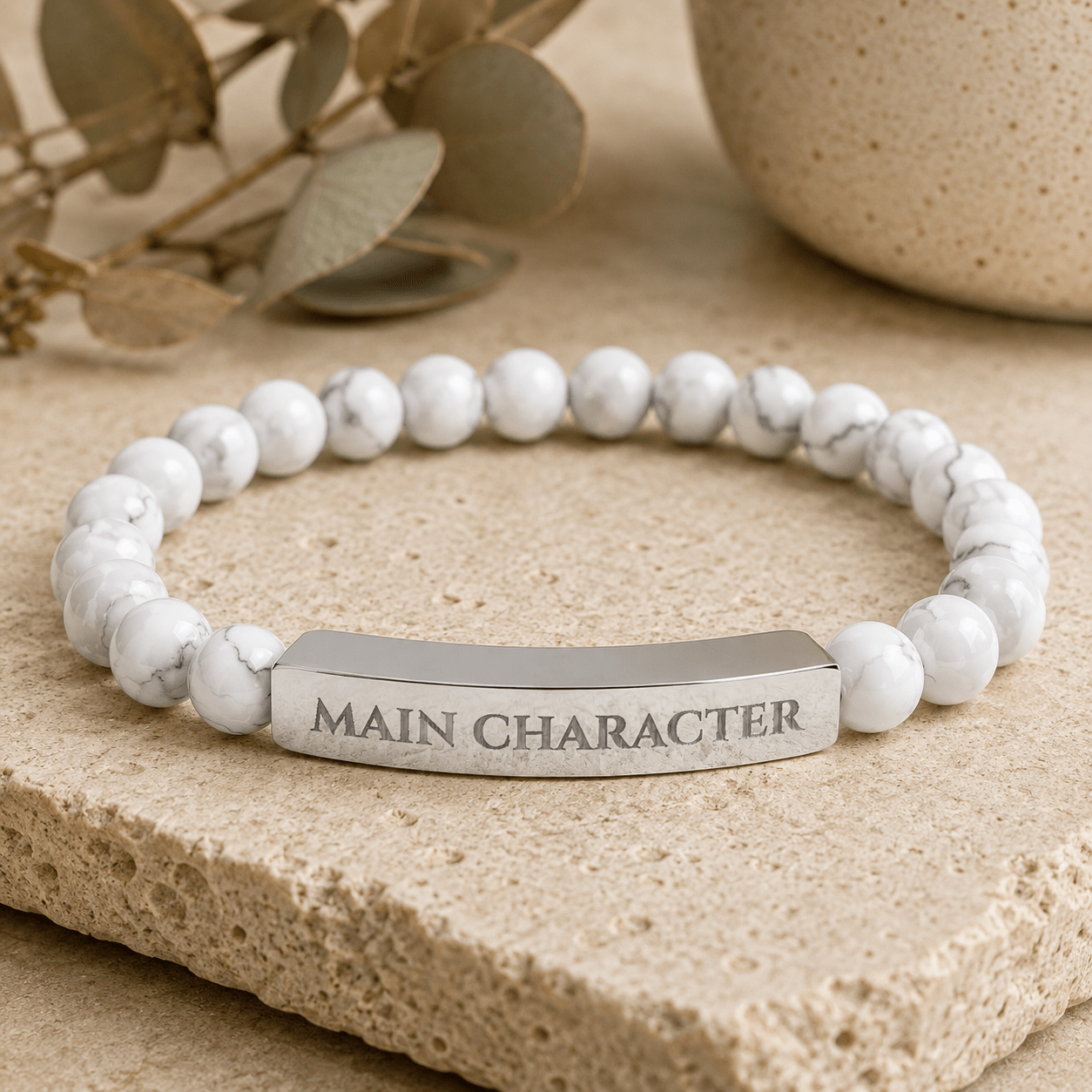 Main Character Natural Stone Engraved Bar Bracelet - Jewelry, Bracelets - EpiAl's Shop