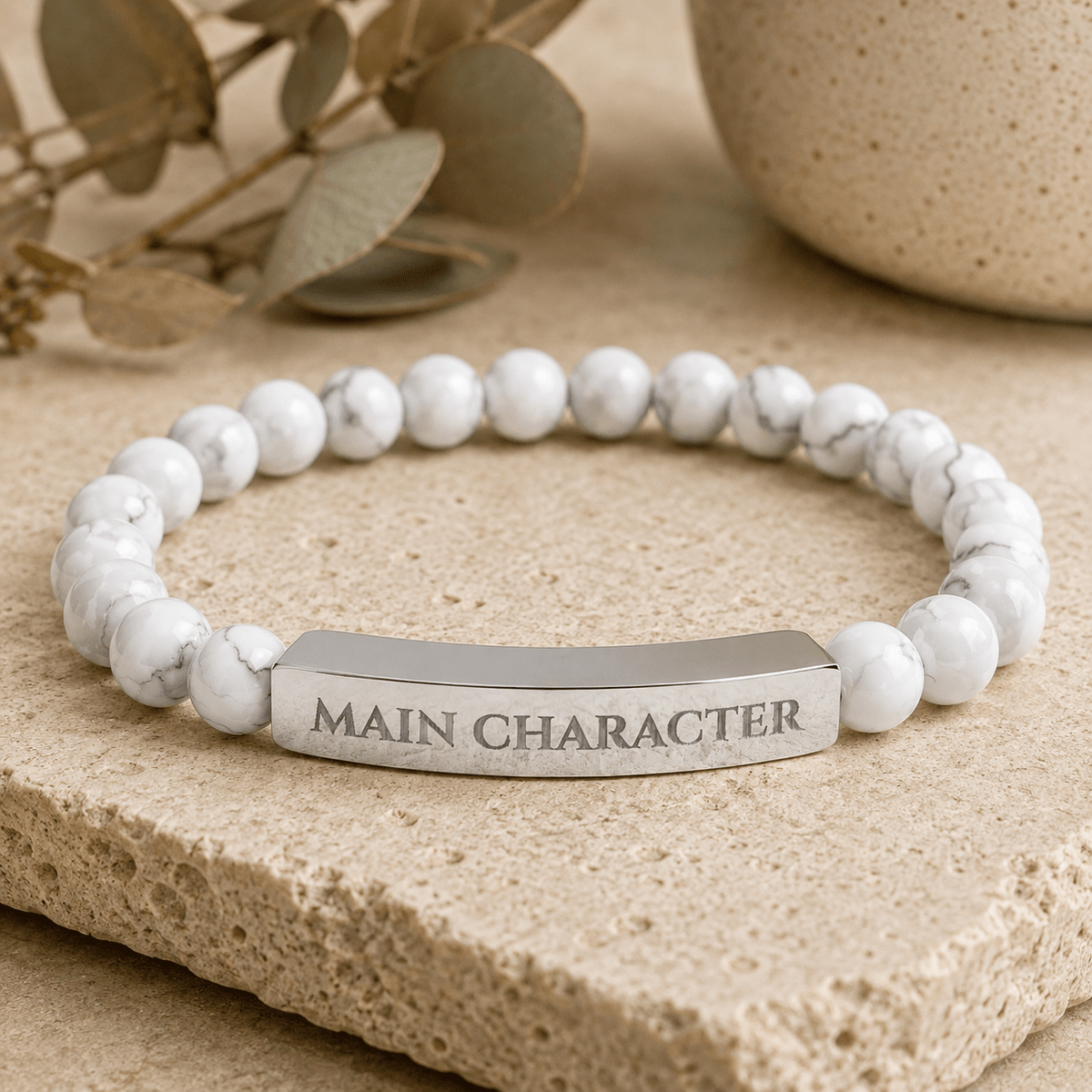 Main Character Natural Stone Engraved Bar Bracelet - Jewelry, Bracelets - EpiAl's Shop