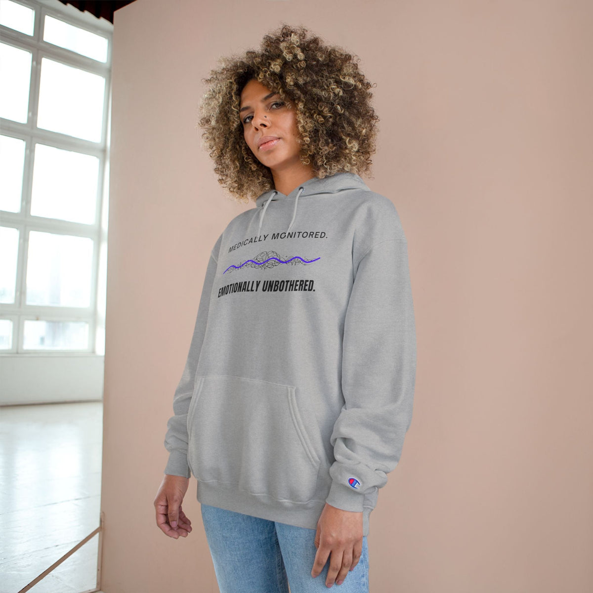 Medically Monitored. Emotionally Unbothered. – Champion Epilepsy Awareness Hoodie - Clothing, Unisex, Hoodies - EpiAl's Shop