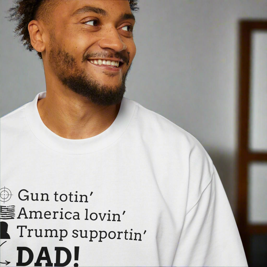 Men's Heavy Oversized Tee - Gun Totin' Trump Supportin' Dad Shirt - Clothing, T-shirts - EpiAl's Shop