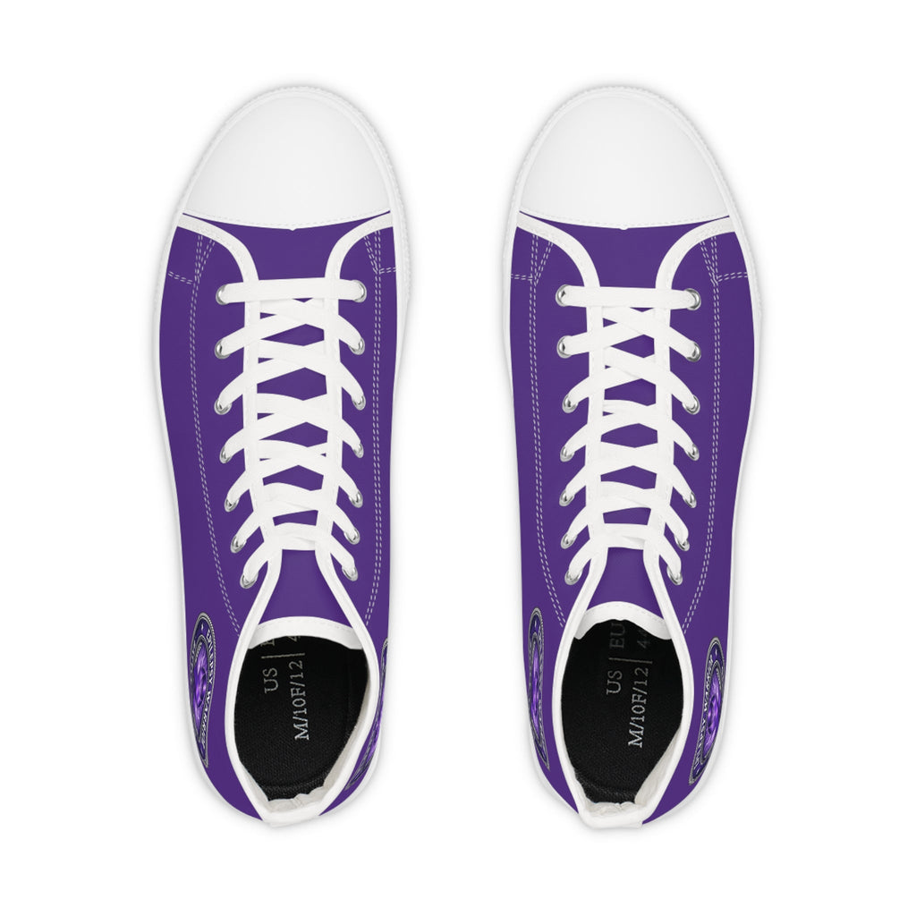 Men’s Purple High-Top Sneakers – Epilepsy Awareness Faux Seal Design - Shoes, Sneakers - EpiAl's Shop