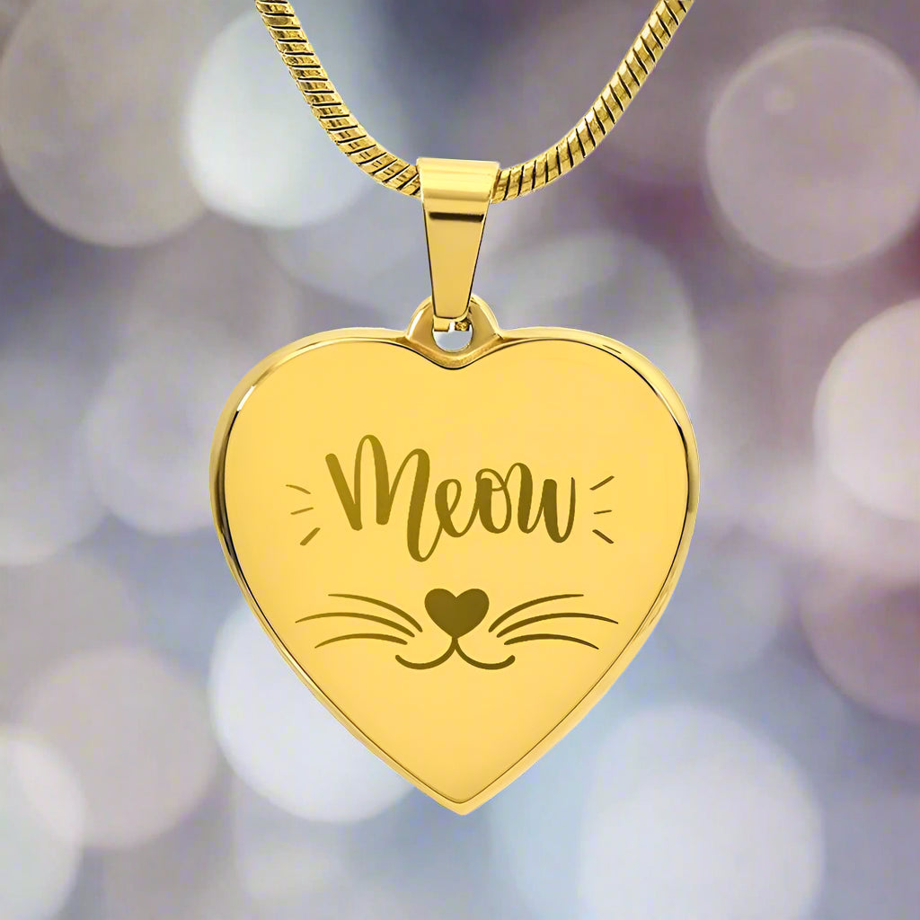 Meow Engraved Heart Necklace - Jewelry - Epileptic Al’s Shop