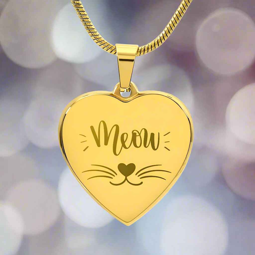 Meow Heart Necklace - Personalized Engraved Jewelry for Cat Lovers - EpiAl's Shop