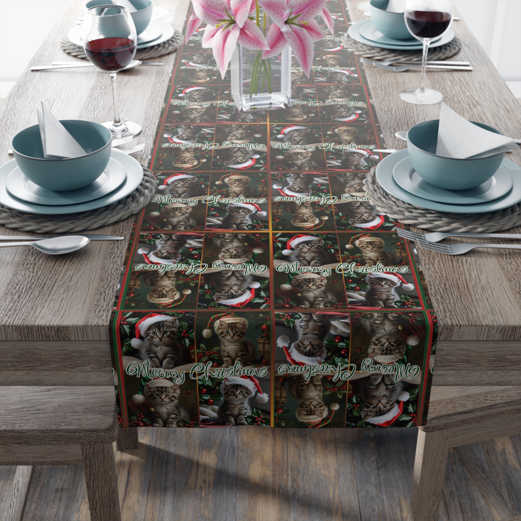 Meowy Christmas Festive Table Runner - Decor, Dining, Table Decor - EpiAl's Shop