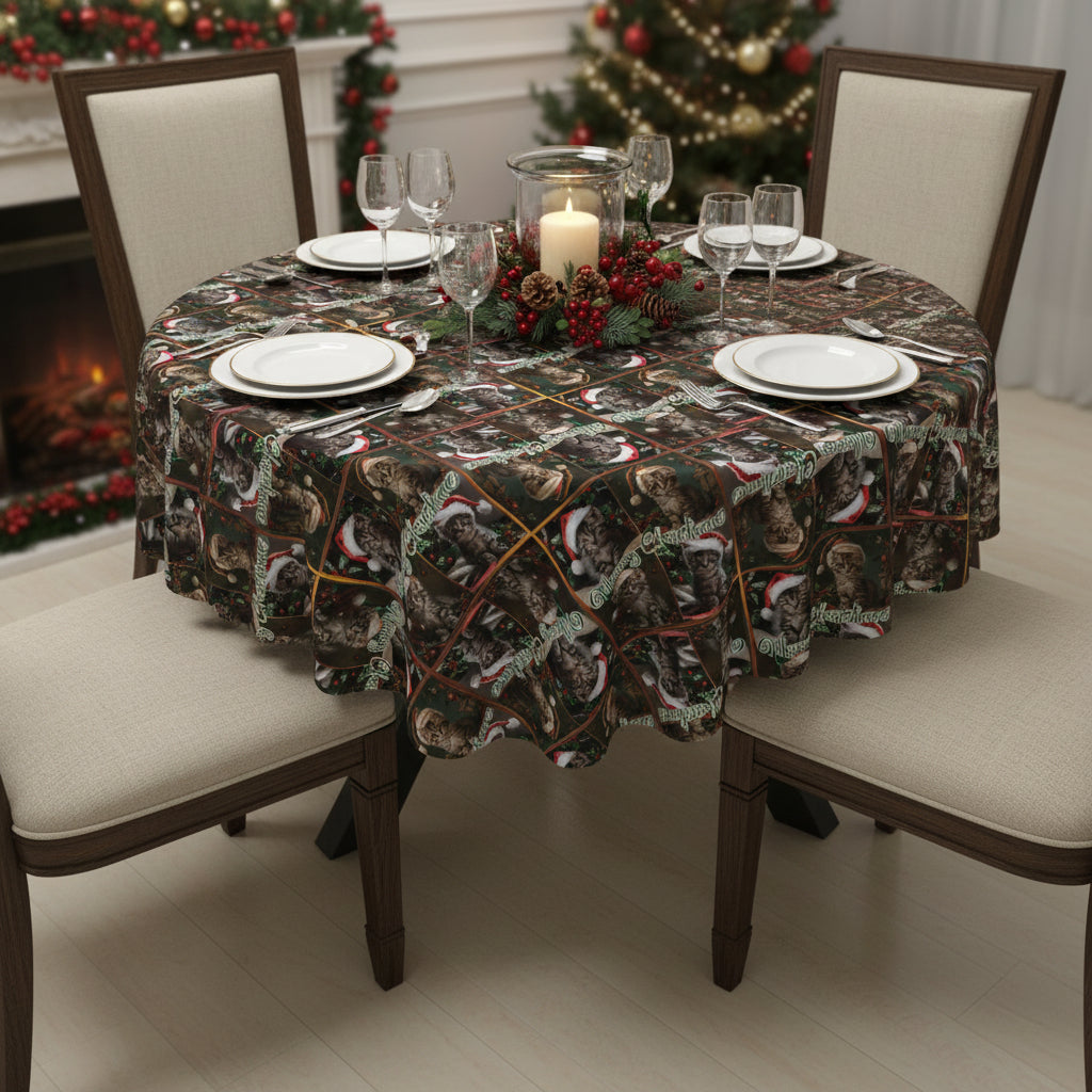 Meowy Christmas Festive Tablecloth - Decor, Dining, Table Decor - EpiAl's Shop