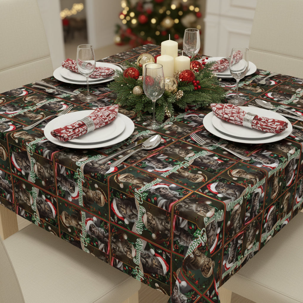 Meowy Christmas Festive Tablecloth - Decor, Dining, Table Decor - EpiAl's Shop