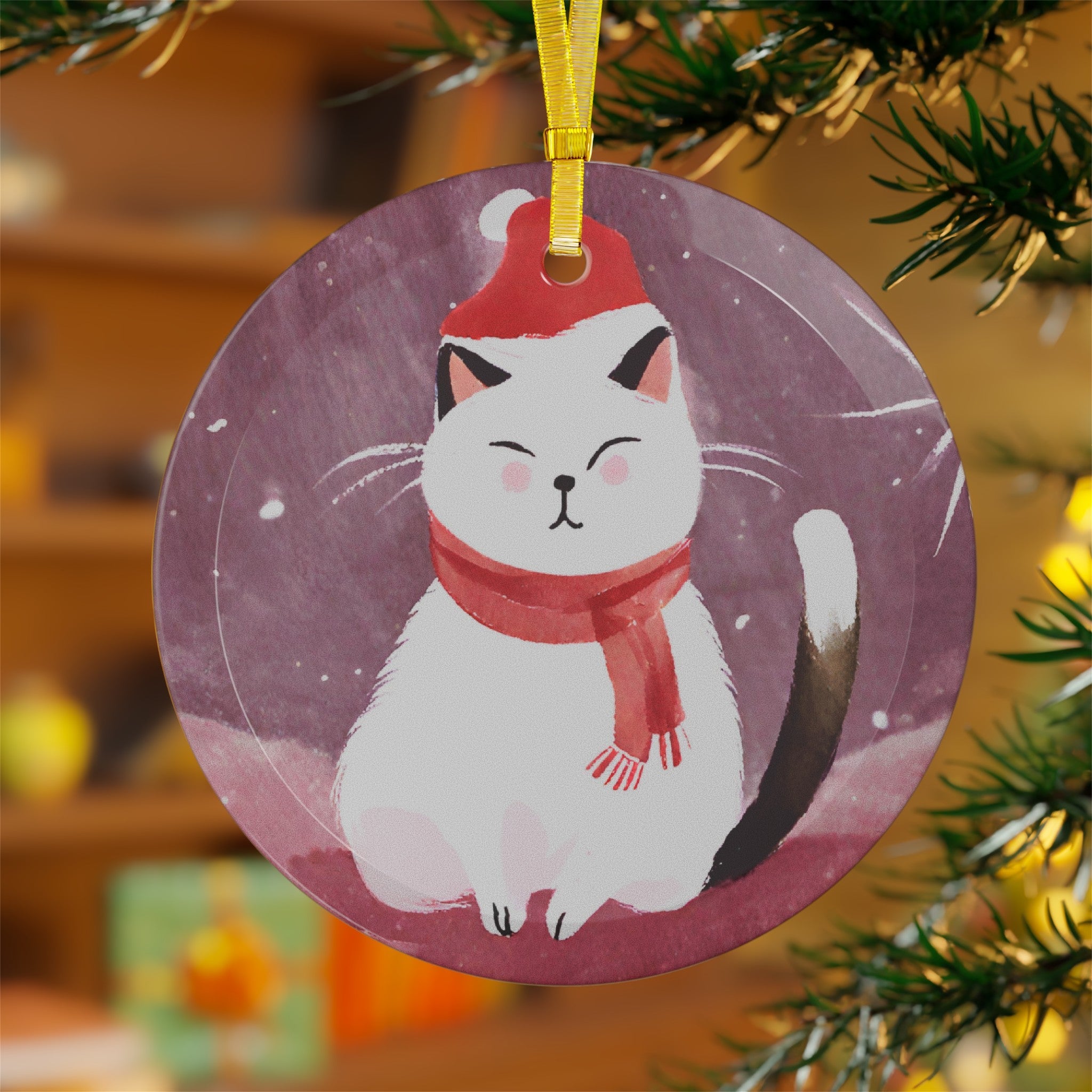 Meowy Christmas Glass Ornaments - EpiAl's Shop