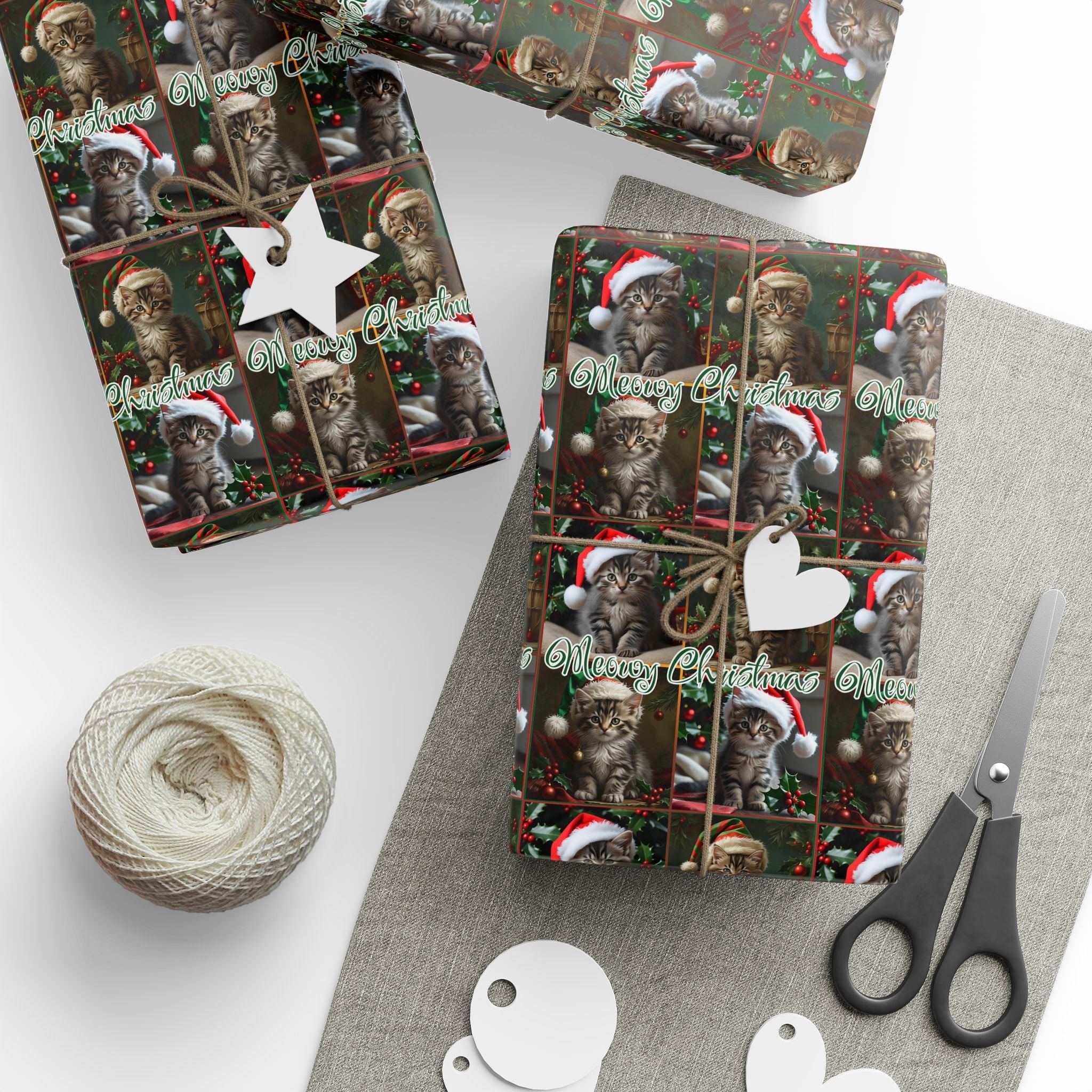 Meowy Christmas Kitten Themed Gift Wrap - Paper Products, Gift Wrapping Paper - EpiAl's Shop