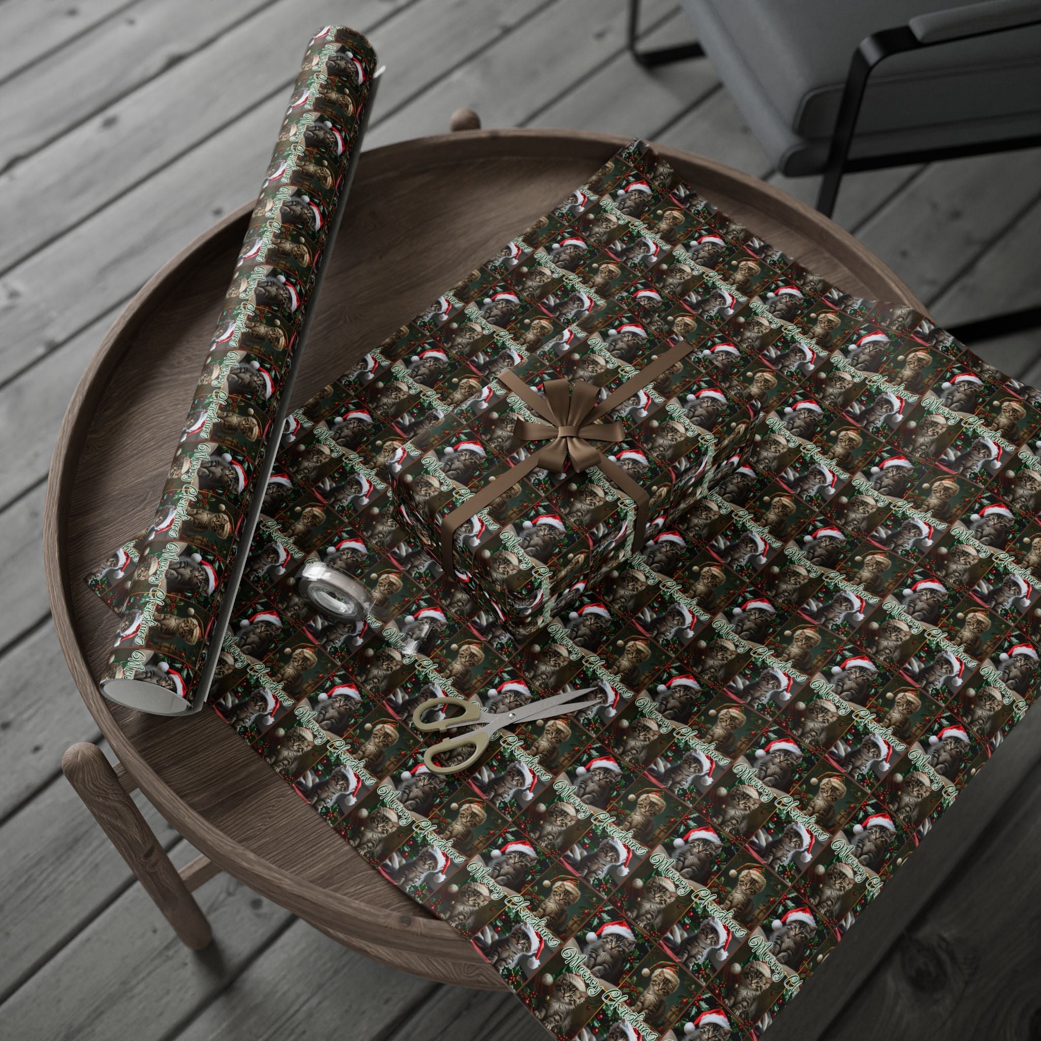 Meowy Christmas Kitten Themed Gift Wrap - Paper Products, Gift Wrapping Paper - EpiAl's Shop