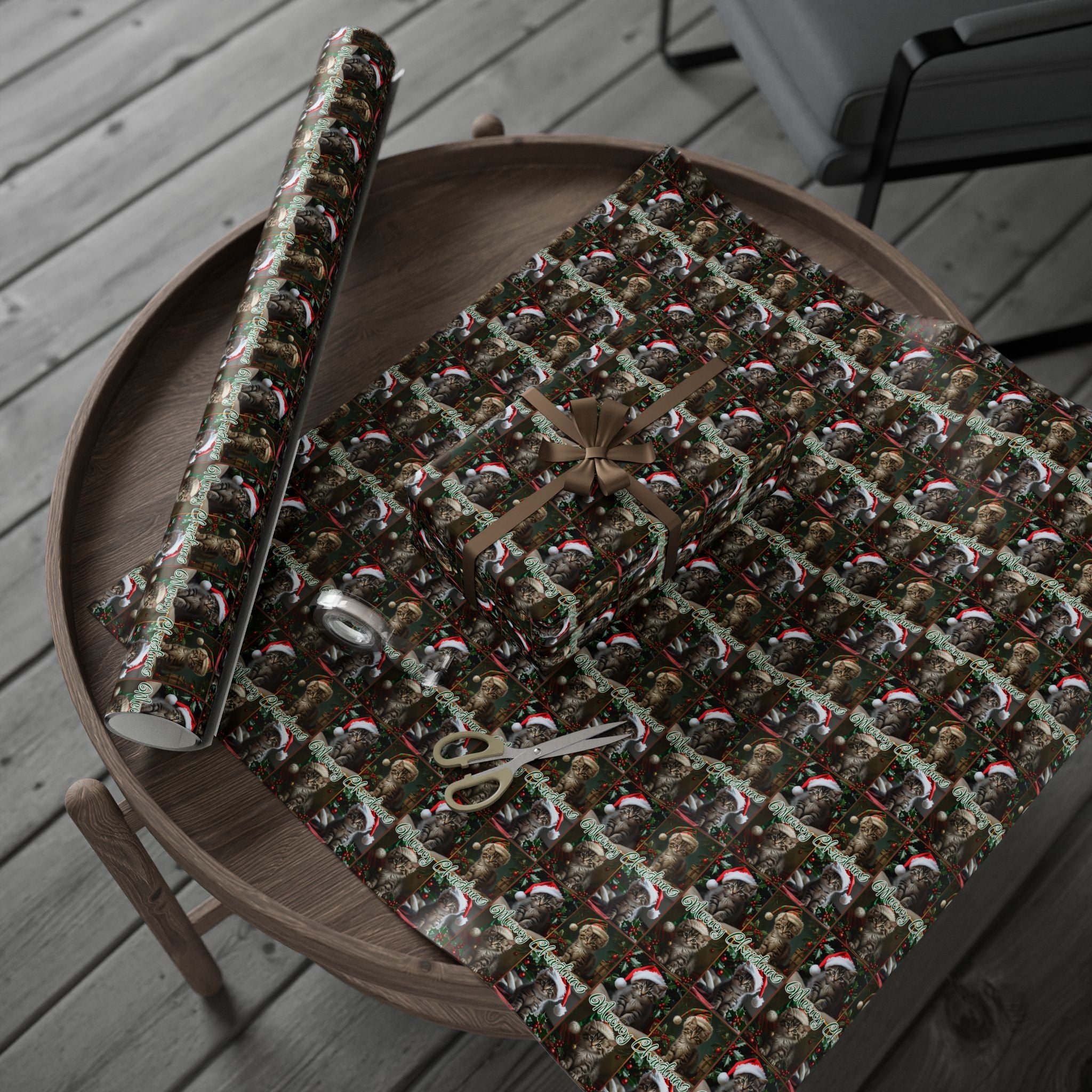Meowy Christmas Kitten Themed Gift Wrap - Paper Products, Gift Wrapping Paper - EpiAl's Shop