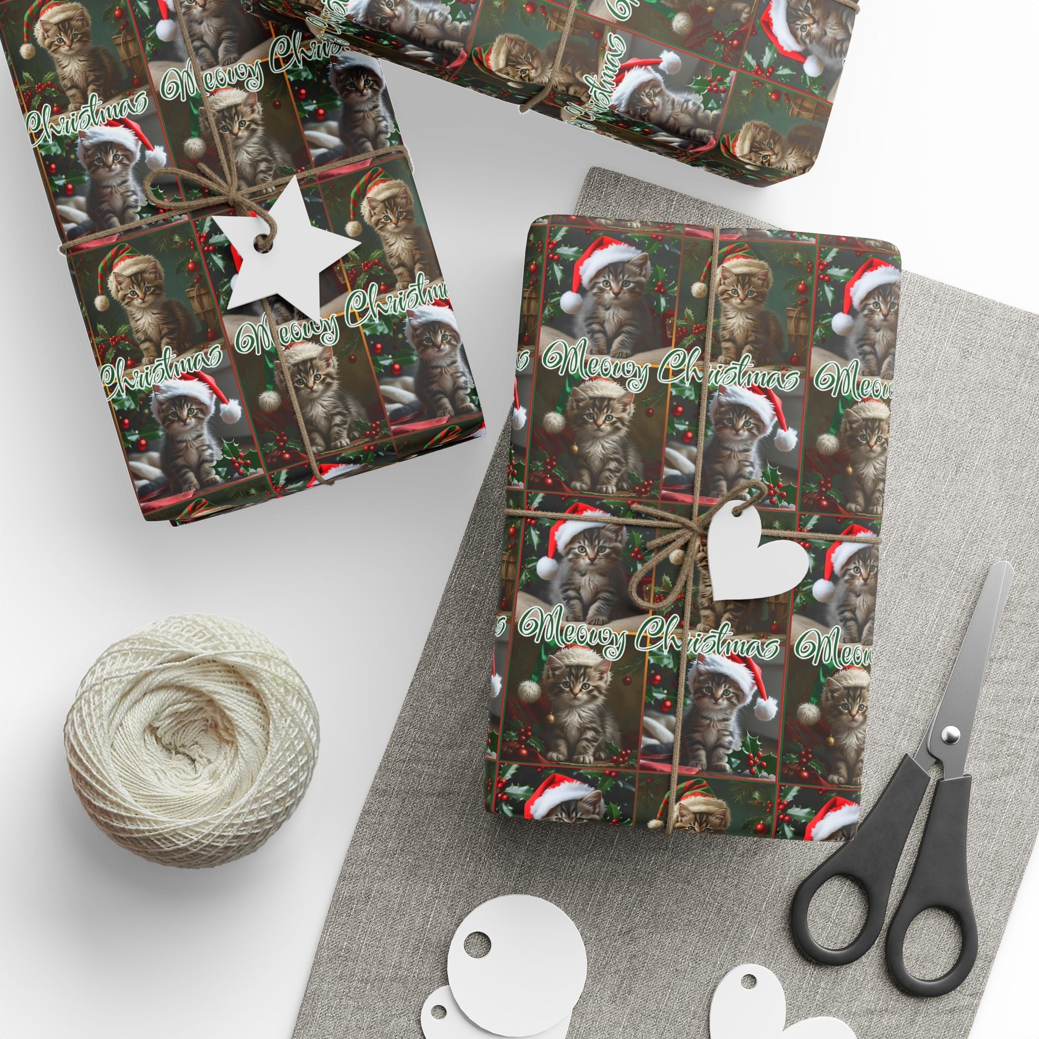 Meowy Christmas Kitten Themed Gift Wrap - Paper Products, Gift Wrapping Paper - EpiAl's Shop